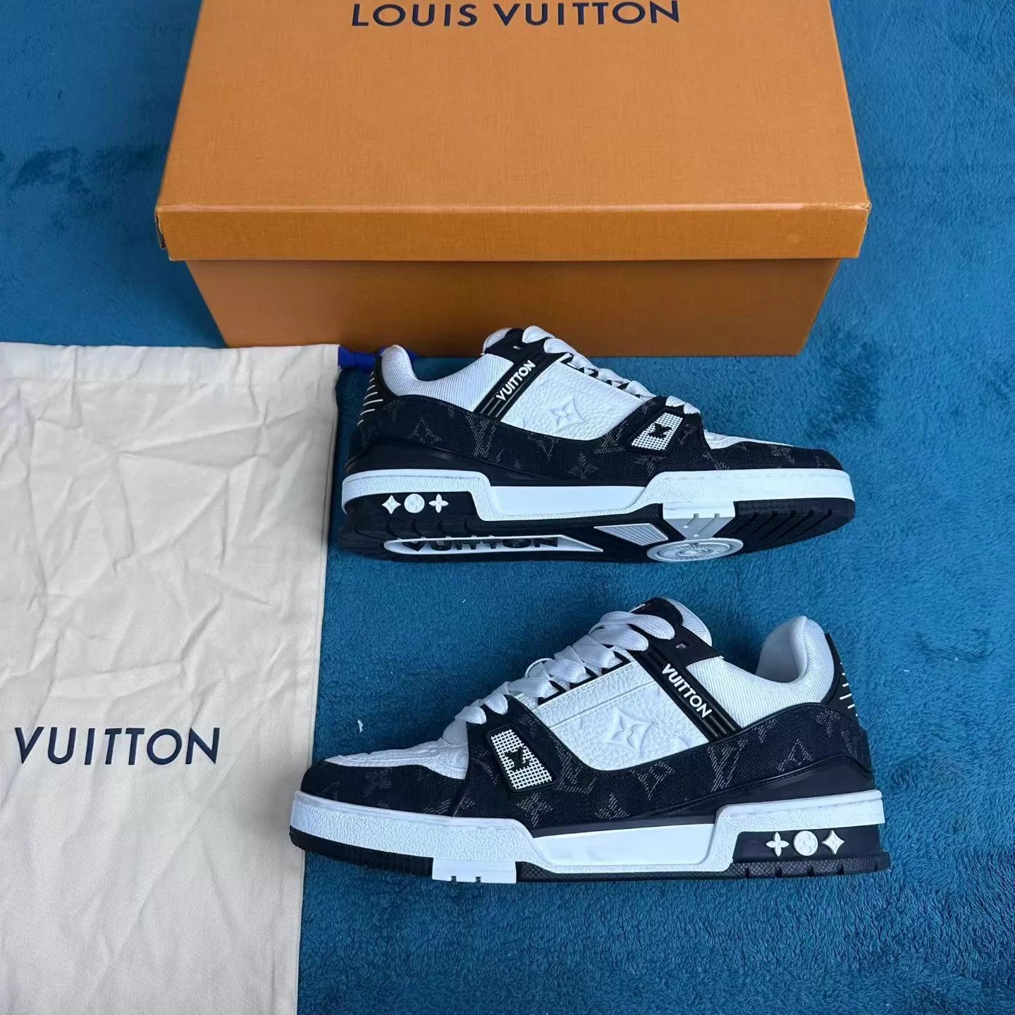Louis Vuitton LV Trainer Denim Black White Panda Print 7/41 Size US 8 / EU 41 - 2 Thumbnail