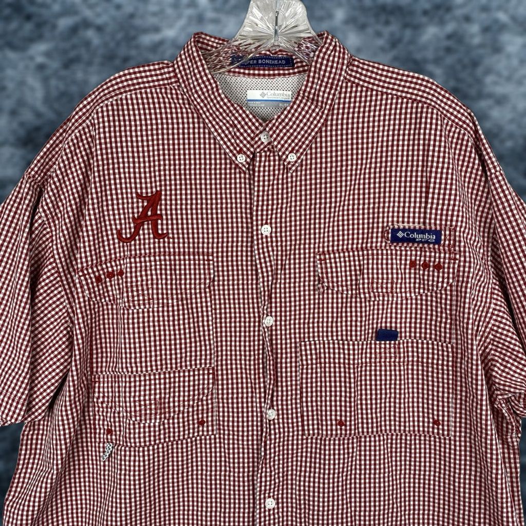 Vintage VINTAGE Columbia PFG Super Bonehead Fishing Shirt Mens XL Red Check Alabama Crimson Tide Size US XL / EU 56 / 4 - 1 Thumbnail