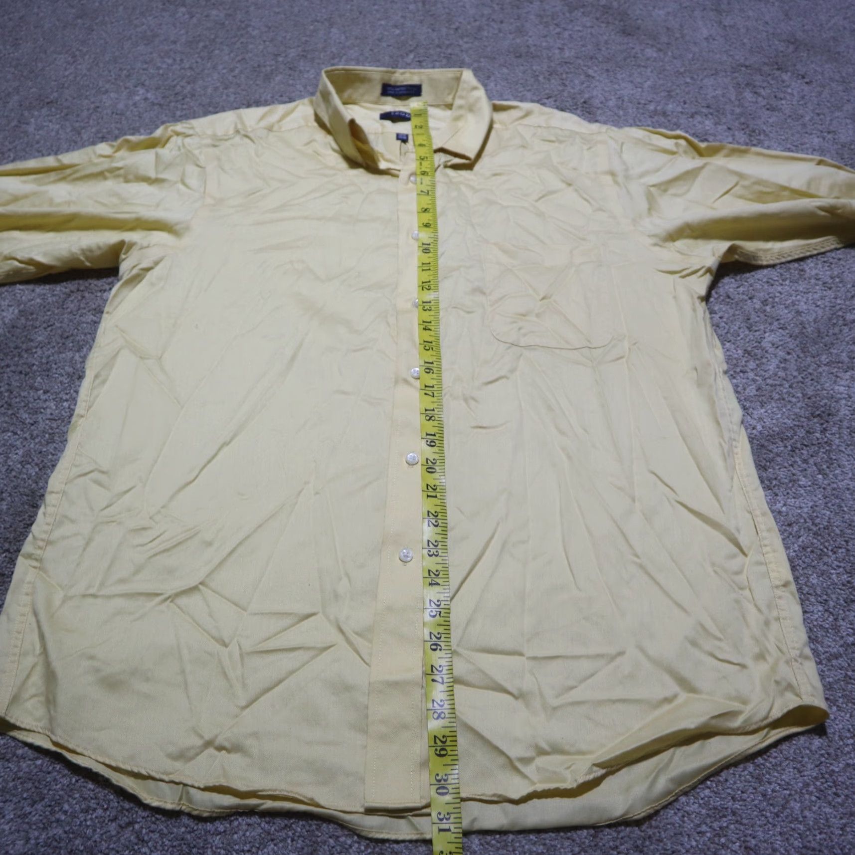 Izod IZOD Shirt Button-Up Adult Men Yellow Long Sleeve Size 16.5 32/33 Colorful Solid Casual Size US XL / EU 56 / 4 - 6 Thumbnail