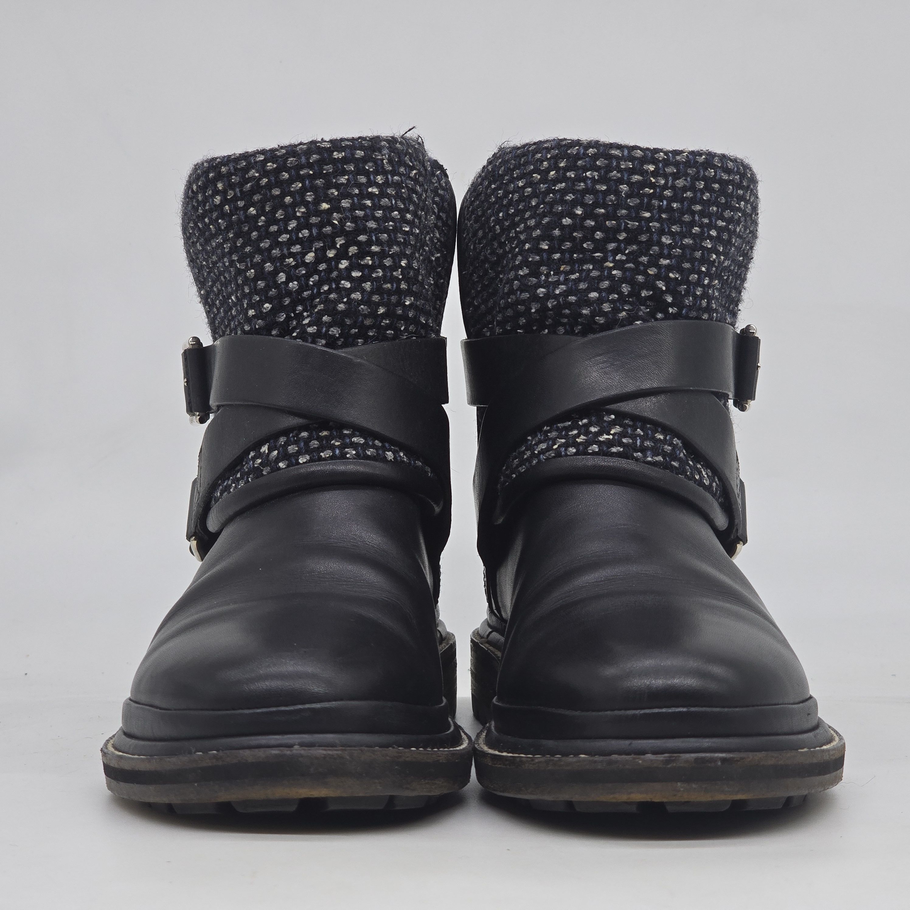 Chanel Chanel - Leather and Tweed Foldover Short Boot Size US 8 / IT 38 - 2 Thumbnail