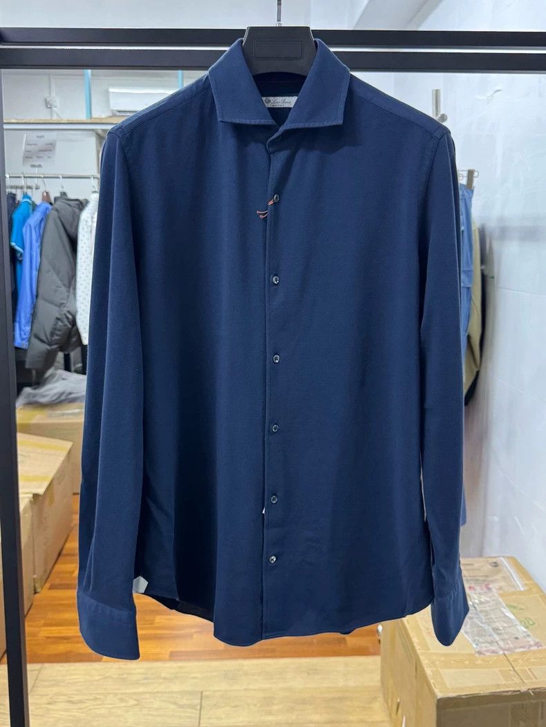 Loro Piana Loro Piana Men's Collared Long-Sleeve Shirt Size US M / EU 48-50 / 2 - 1 Thumbnail