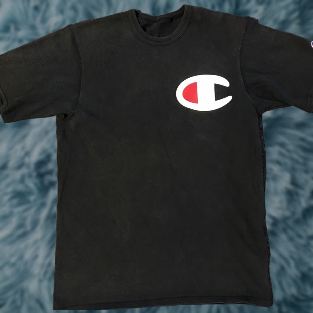 Champion VINTAGE Champion Big Logo Faded Distress Shirt M L Hip Hop Grunge 90s USA Punk Shirt Mens Black Size US M / EU 48-50 / 2 - 1 Thumbnail
