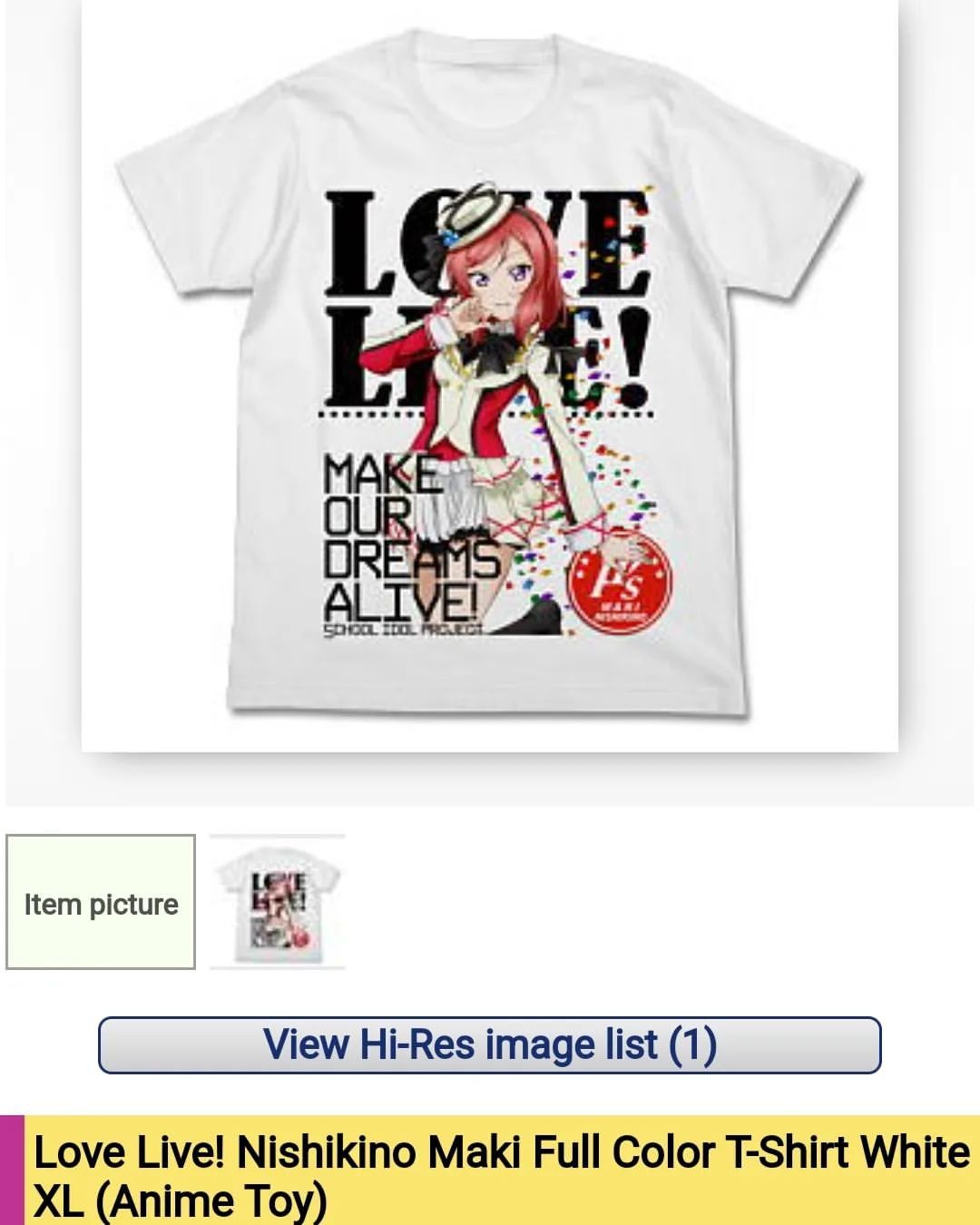 Anime × Japanese Brand Love Live! Maki Nishikino Anime Idol Tees Cospa Size US M / EU 48-50 / 2 - 4 Thumbnail