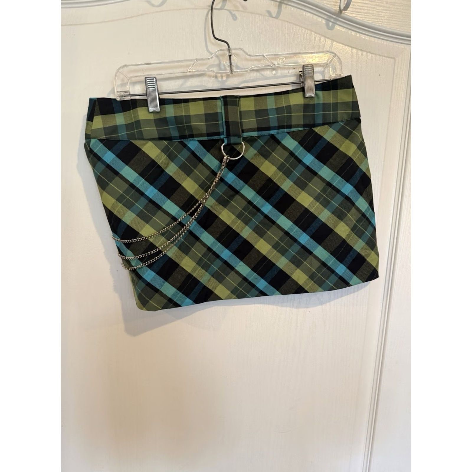 Vintage VINTAGE Wet-seal Skirt Mini Women Juniors 5 Green Plaid Grunge Punk, Chain, Short SZ 5, Wet-seal, Y2K Size 27" / US 4 / IT 40 - 3 Thumbnail