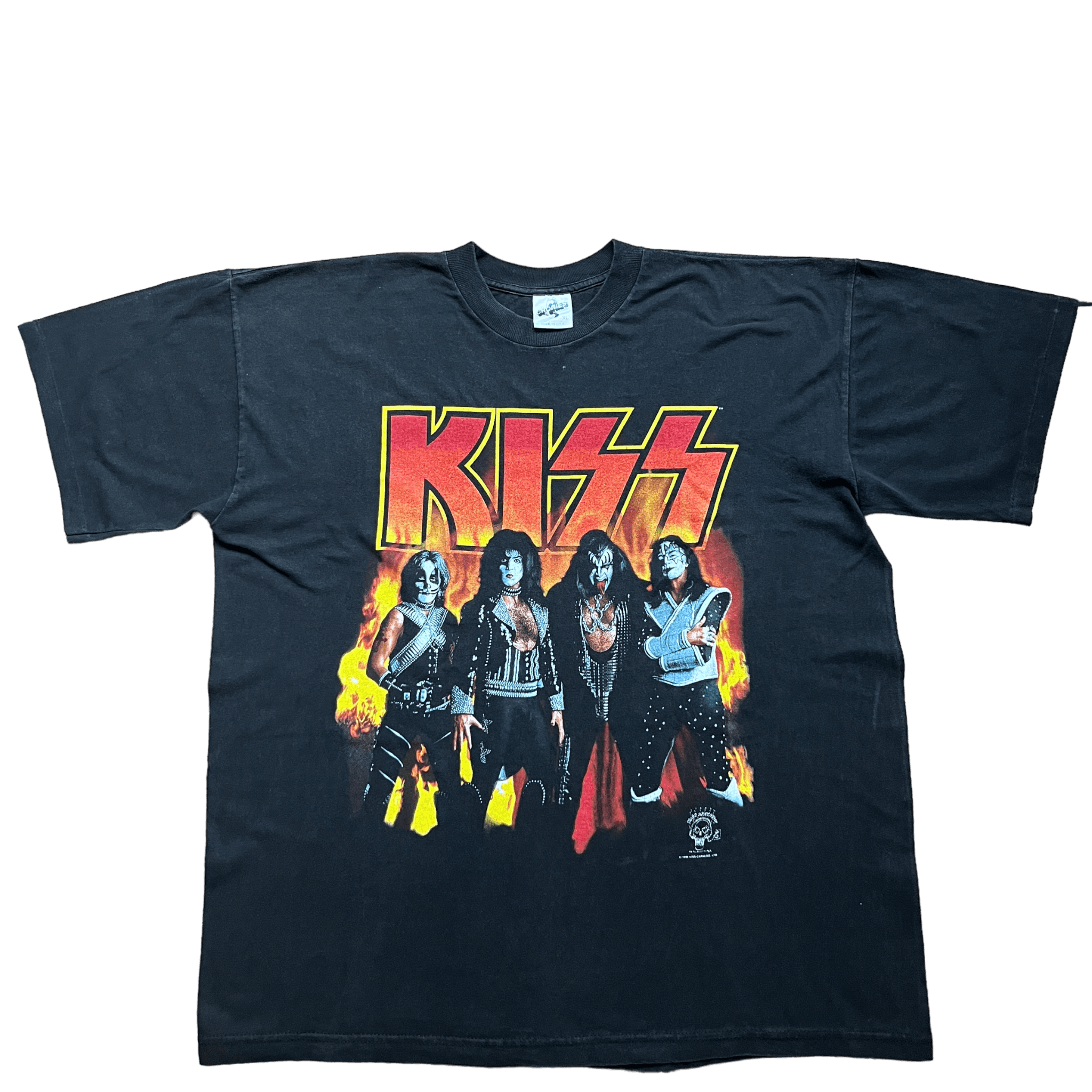 Image of Vintage Kiss 1996 T-Shirt in Faded Black, Men's (Size 2XL)