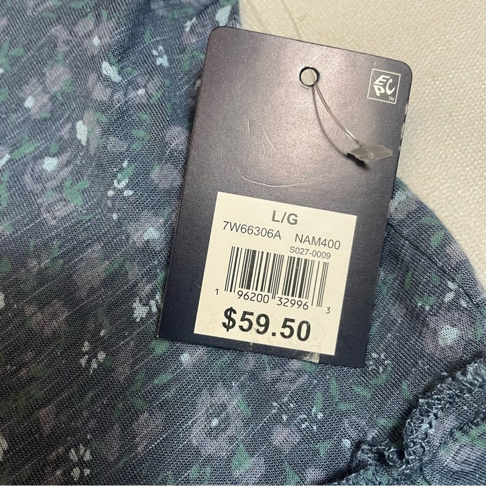Lucky Brand NWT New Lucky Brand Ditsy Long Sleeve Peplum Blue Viscose T Size L / US 10 / IT 46 - 8 Thumbnail