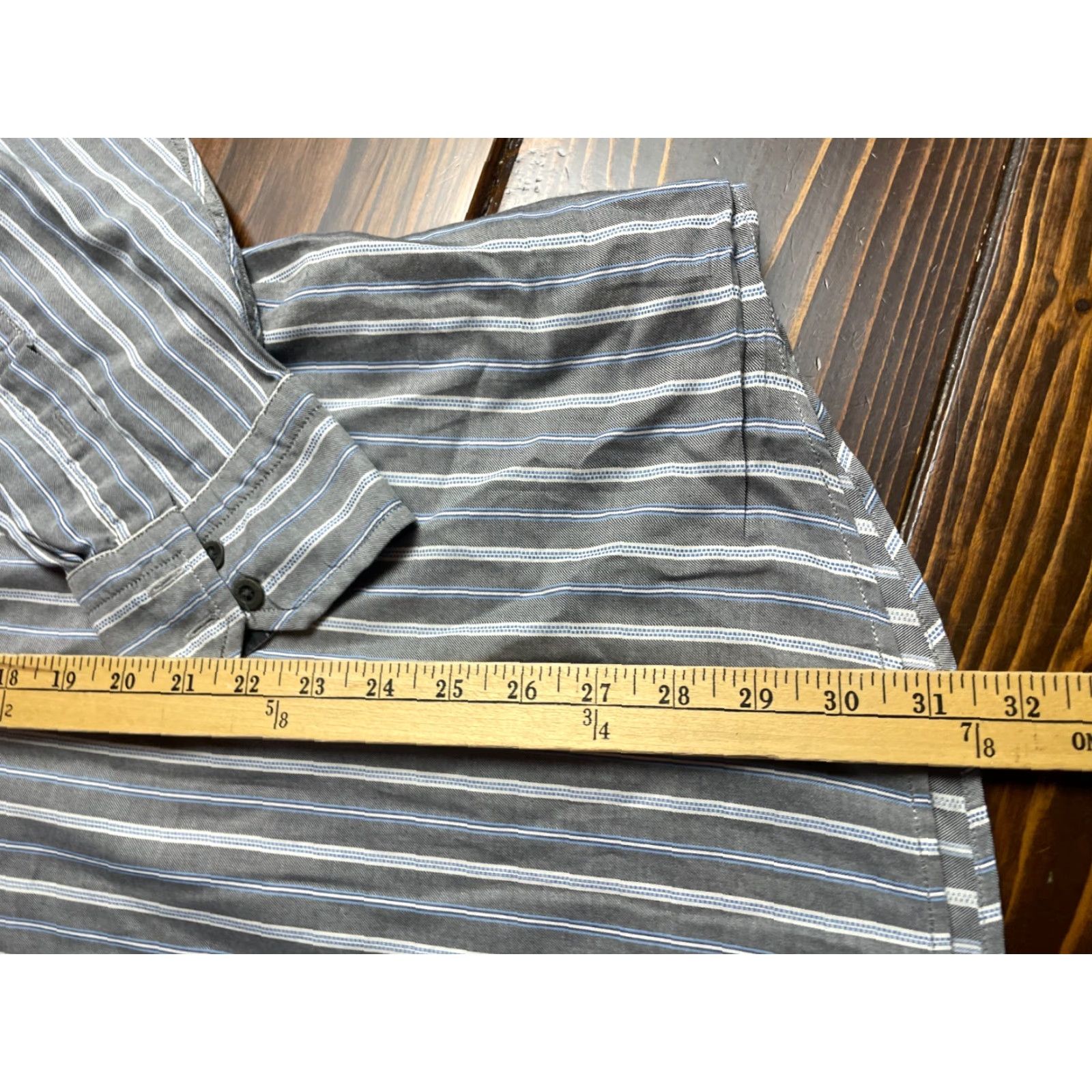 Express Express Shirt XL Gray Blue Striped Button-Up Long Sleeve Modern Fit Mens Size US XL / EU 56 / 4 - 4 Thumbnail