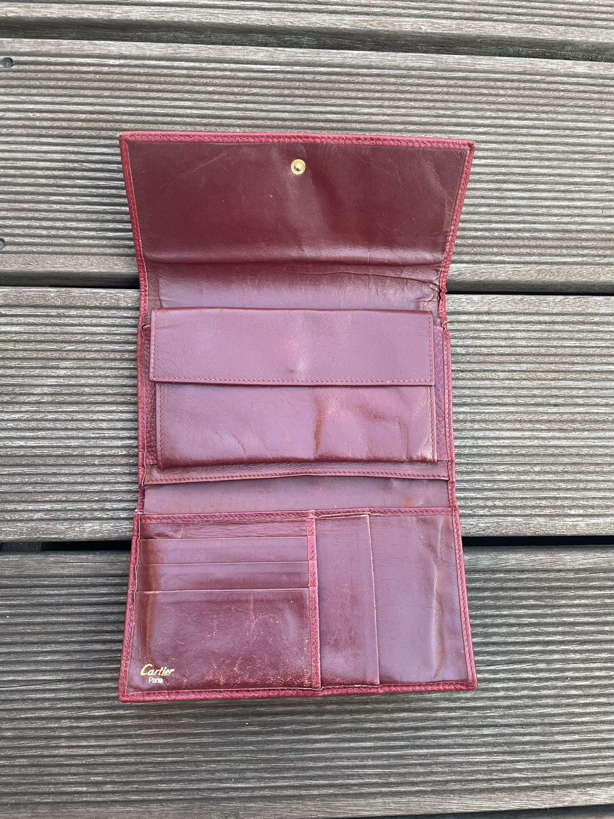 Cartier Vintage Cartier purse tri-fold wallet wine red Size ONE SIZE - 3 Thumbnail