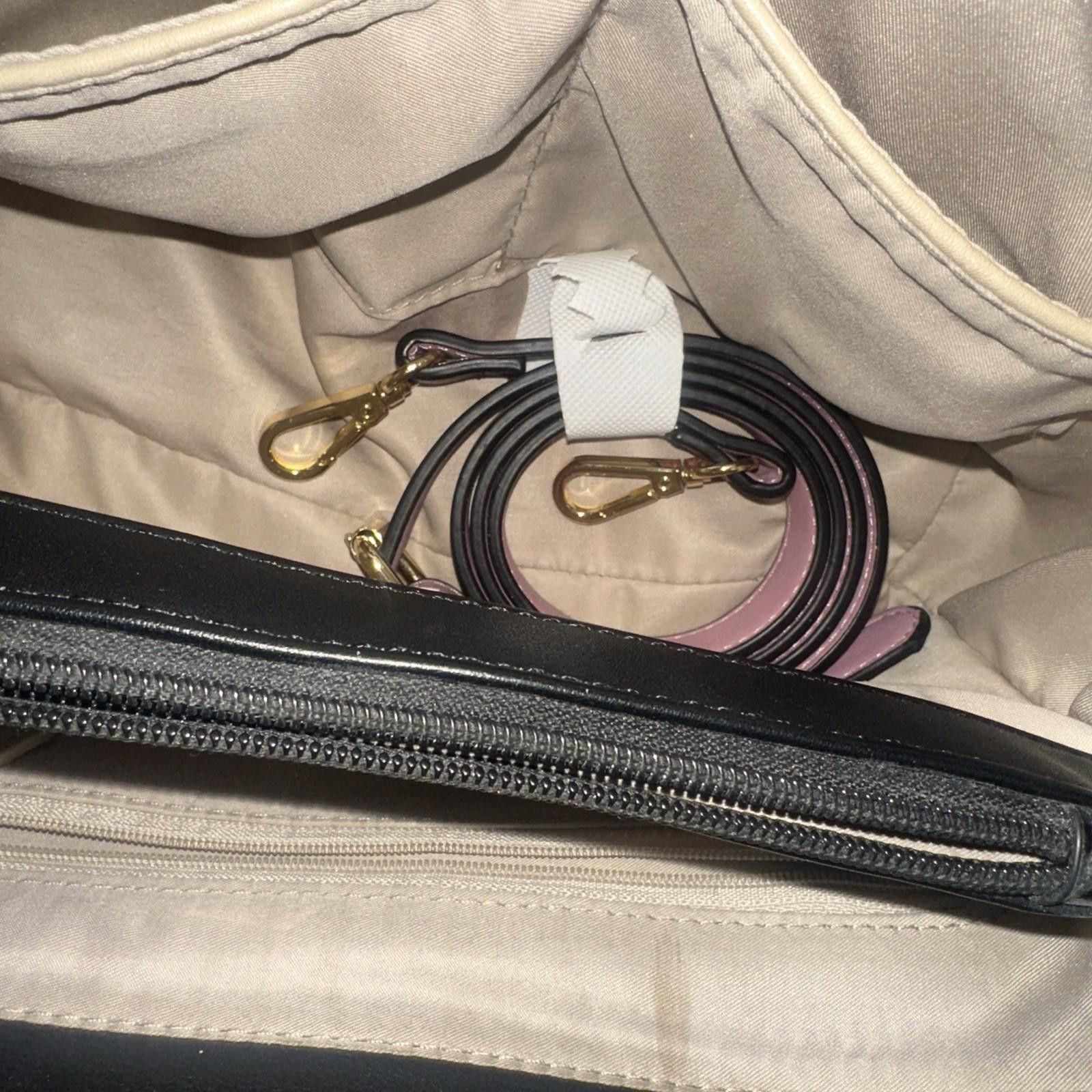 The Unbranded Brand Colorblock White Pink Black Faux Leather Shoulder Bag Handba Size ONE SIZE - 7 Thumbnail