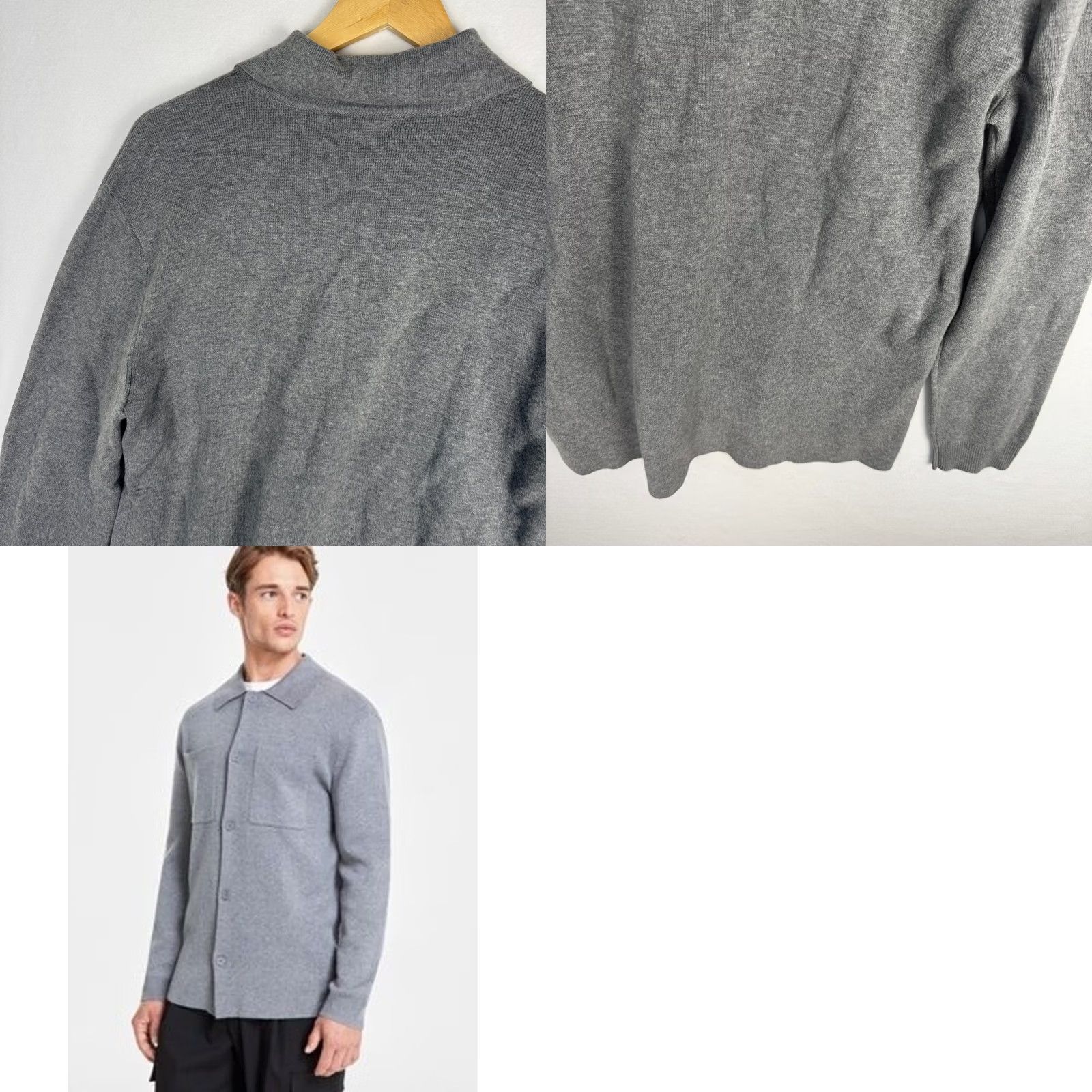 Alfani Alfani Mens Cement Grey Heather Cotton Blend Button Front Sweater Jacket Small Size US S / EU 44-46 / 1 - 9 Thumbnail