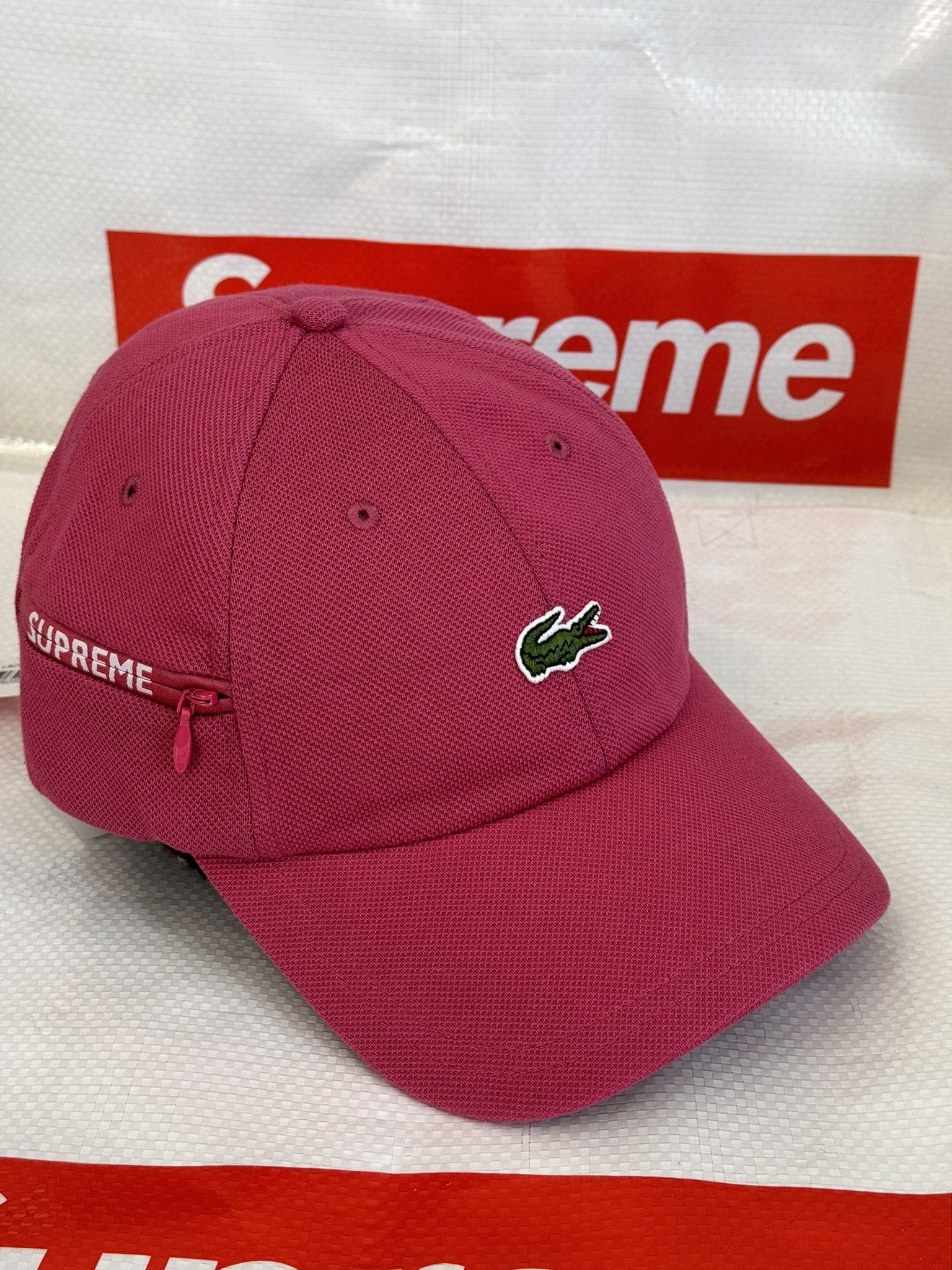 Supreme Supreme LACOSTE Pique 6-Panel Pink cap hat | Grailed
