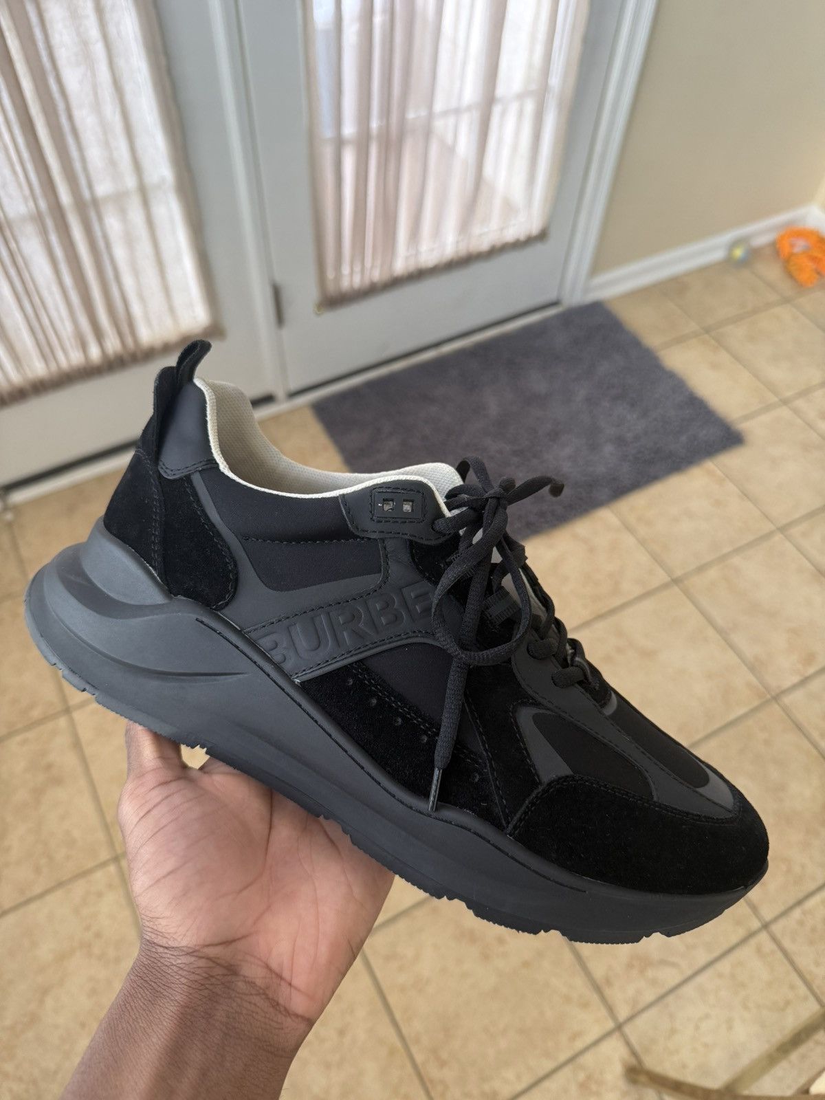Burberry BURBERRY SEAN TRIPLE BLACK SNEAKERS Size US 12.5 / EU 45-46 - 6 Thumbnail