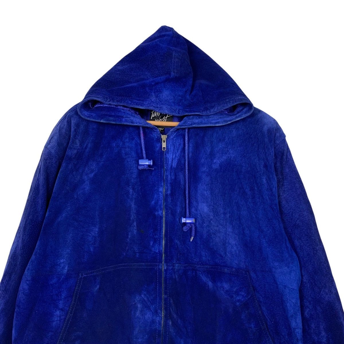 Japanese Brand TAMNERY WEST Hooded Blue Suede Leather Jacket #2437-C109 Size US L / EU 52-54 / 3 - 2 Thumbnail