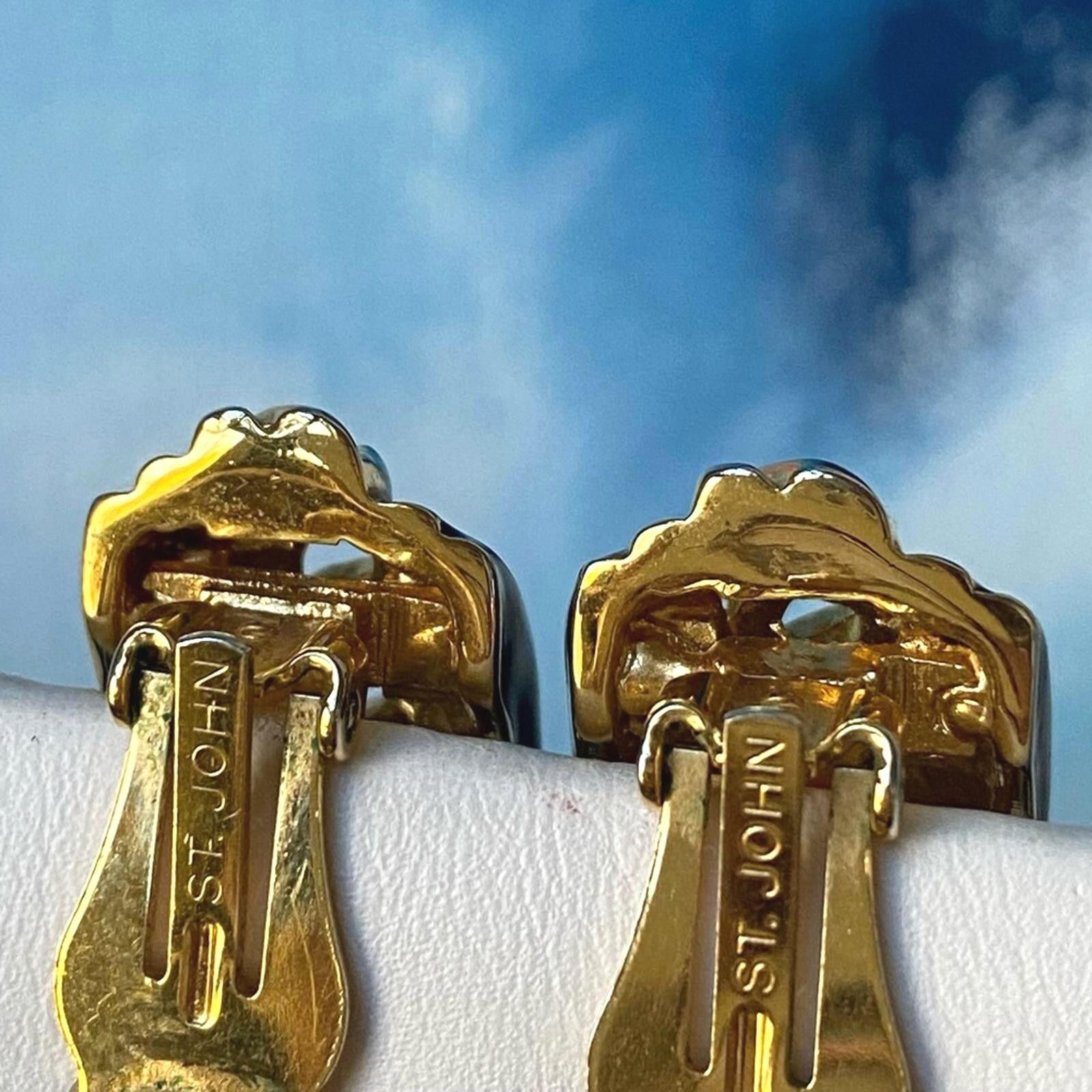 St. John Vintage St. John Gold Black Enamel Clip Earrings Size ONE SIZE - 3 Thumbnail