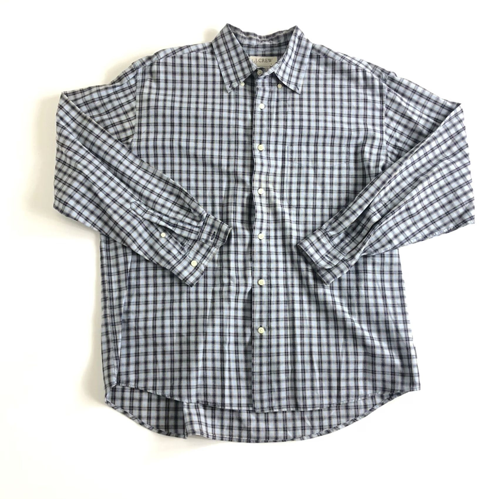 J.Crew J. CREW Shirt Long Sleeve Button Down Plaid Blue/Gray Mens Large Regular Shirt Size US L / EU 52-54 / 3 - 2 Thumbnail