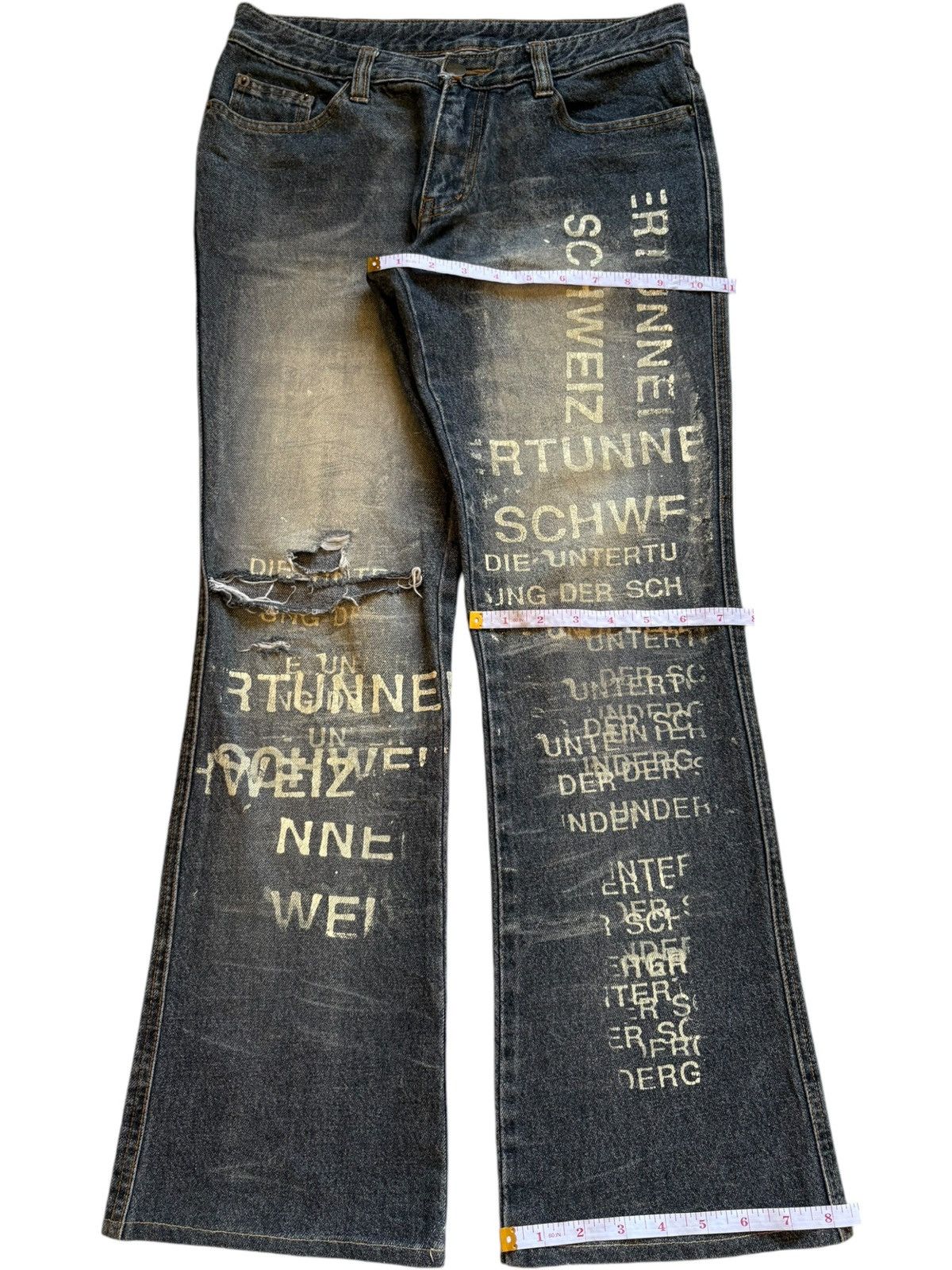Japanese Brand Vintage Japanese Brand Faded Wash Printed Flare Jeans Size 30" / US 8 / IT 44 - 15 Thumbnail