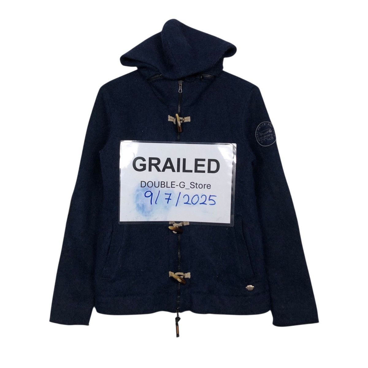 Blue Blue Japan 📌Vintage Wool Jacket Heart Peace & Love Indigo Biker Style Size US M / EU 48-50 / 2 - 1 Thumbnail