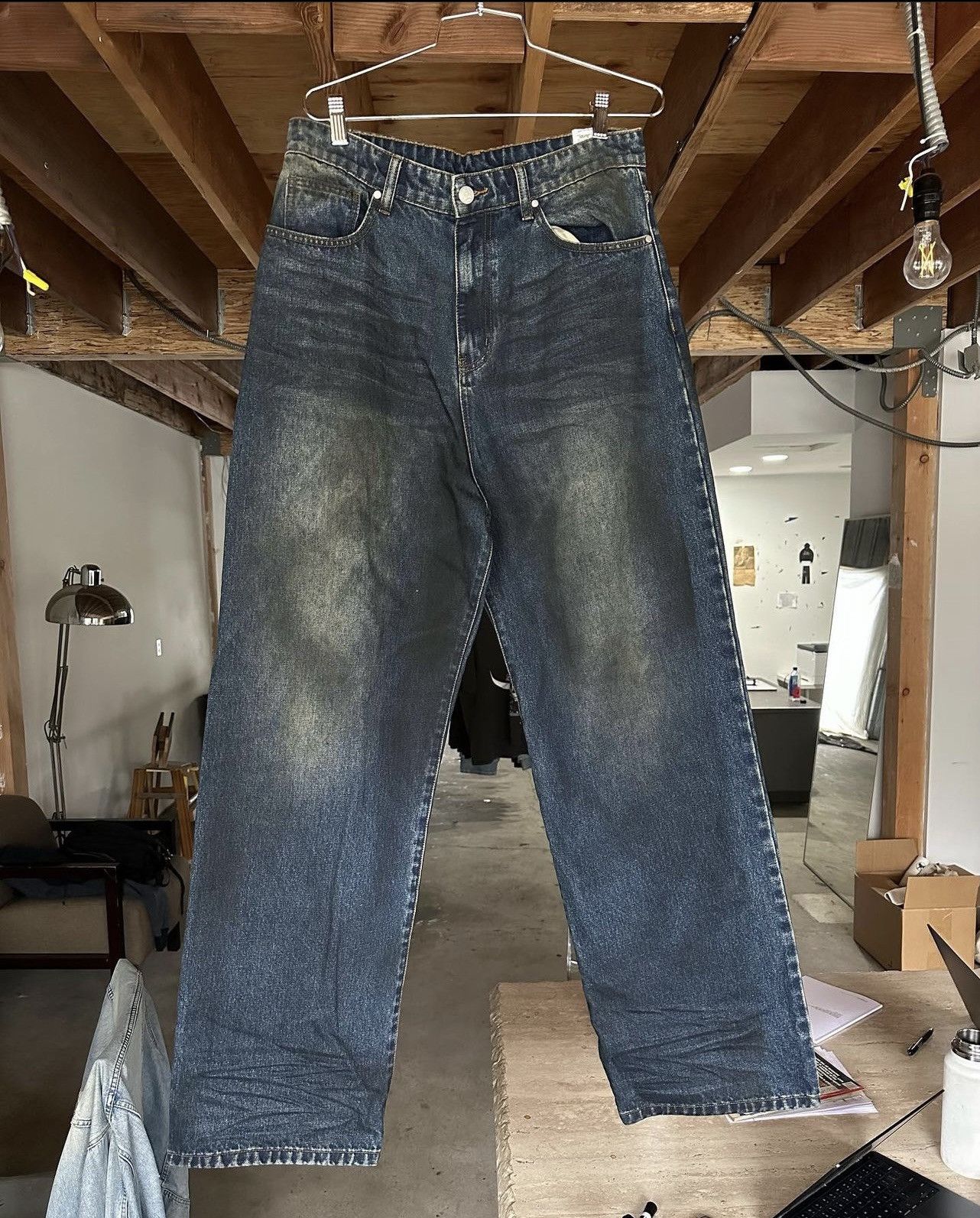 image of Basketcase Gallery Lax Baggy Denim Garage Wash - 32 in Blue, Men's