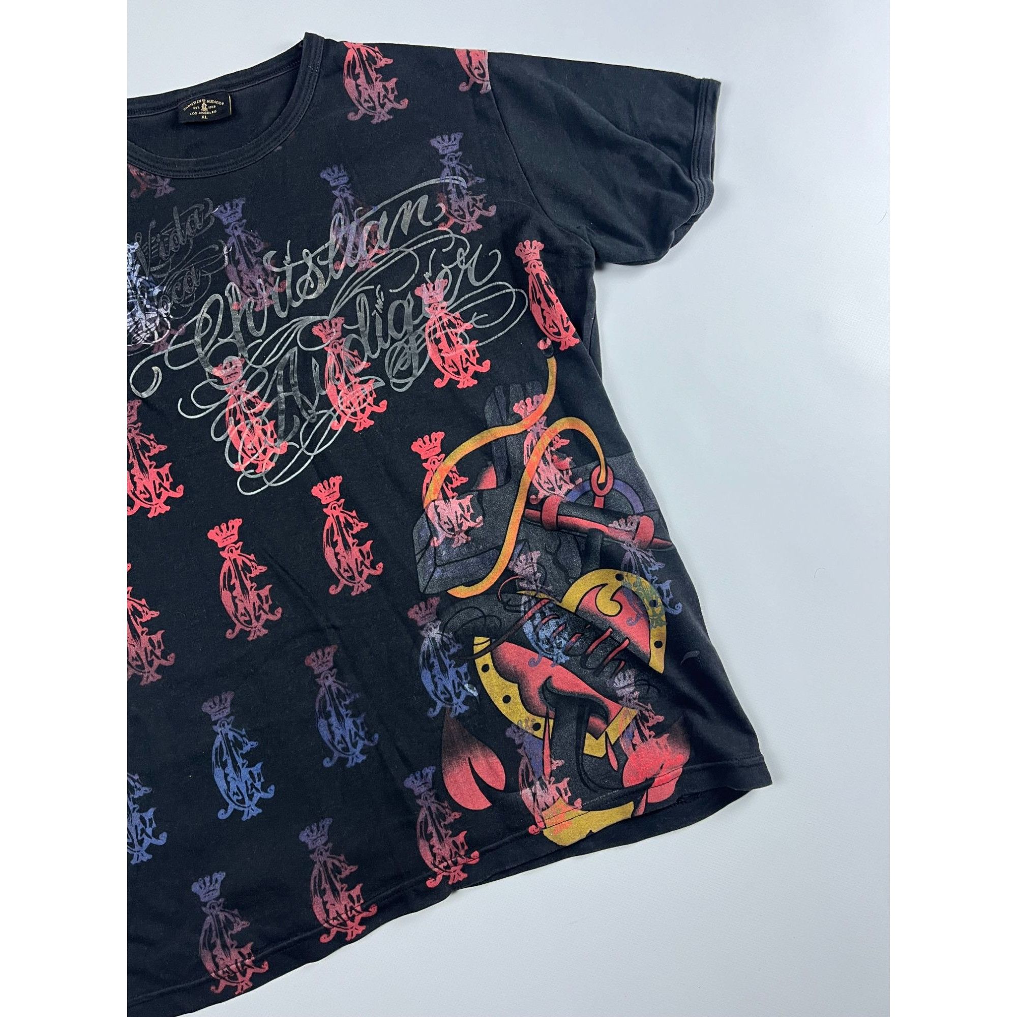 Christian Audigier × Ed Hardy × Vintage Christian Audigier Black Graphic T-Shirt Size US M / EU 48-50 / 2 - 2 Thumbnail