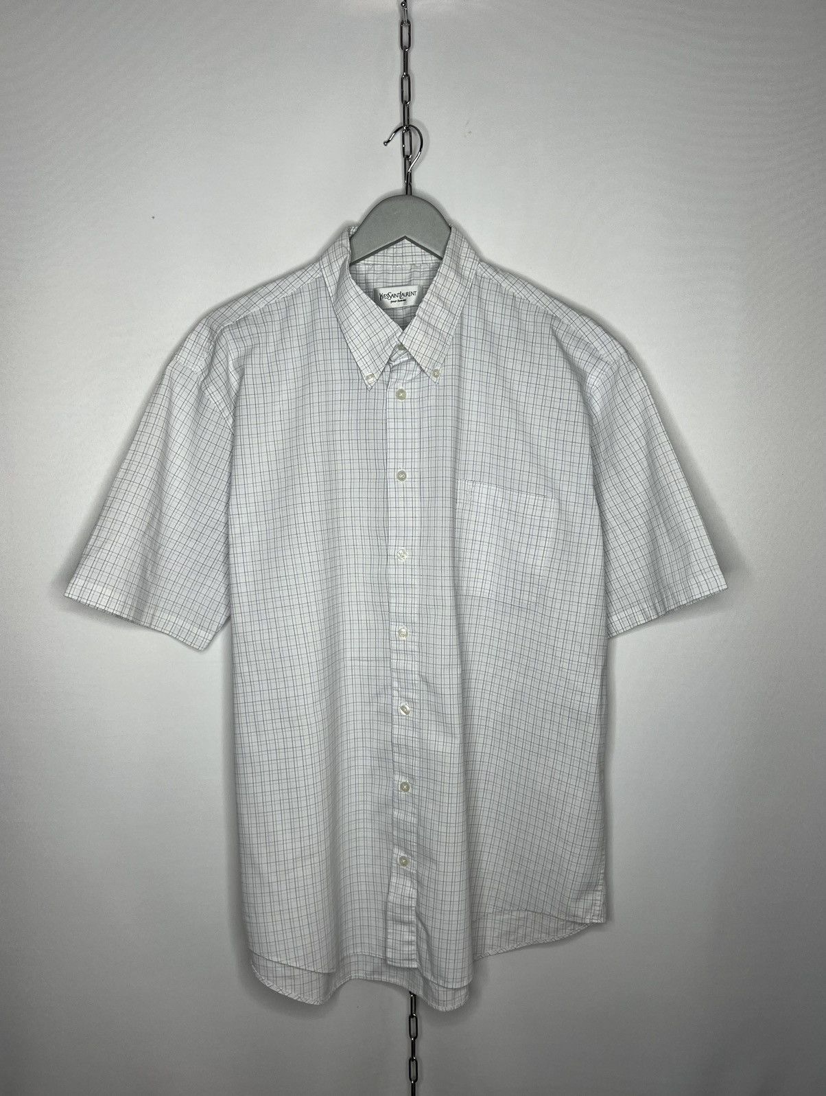 Yves Saint Laurent Vintage Yves Saint Laurent Shirt Short Sleeve Tee Plaid Size US XL / EU 56 / 4 - 1 Thumbnail