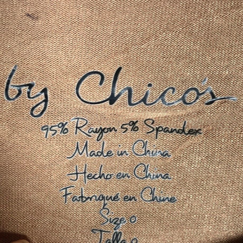 Vintage Chicos Womens Blouse Brown High Low Tunic Keyhole Lace Up Shoulder Stretch Crew Neck Long Sleeve Regular S Shirt Size S / US 4 / IT 40 - 6 Thumbnail