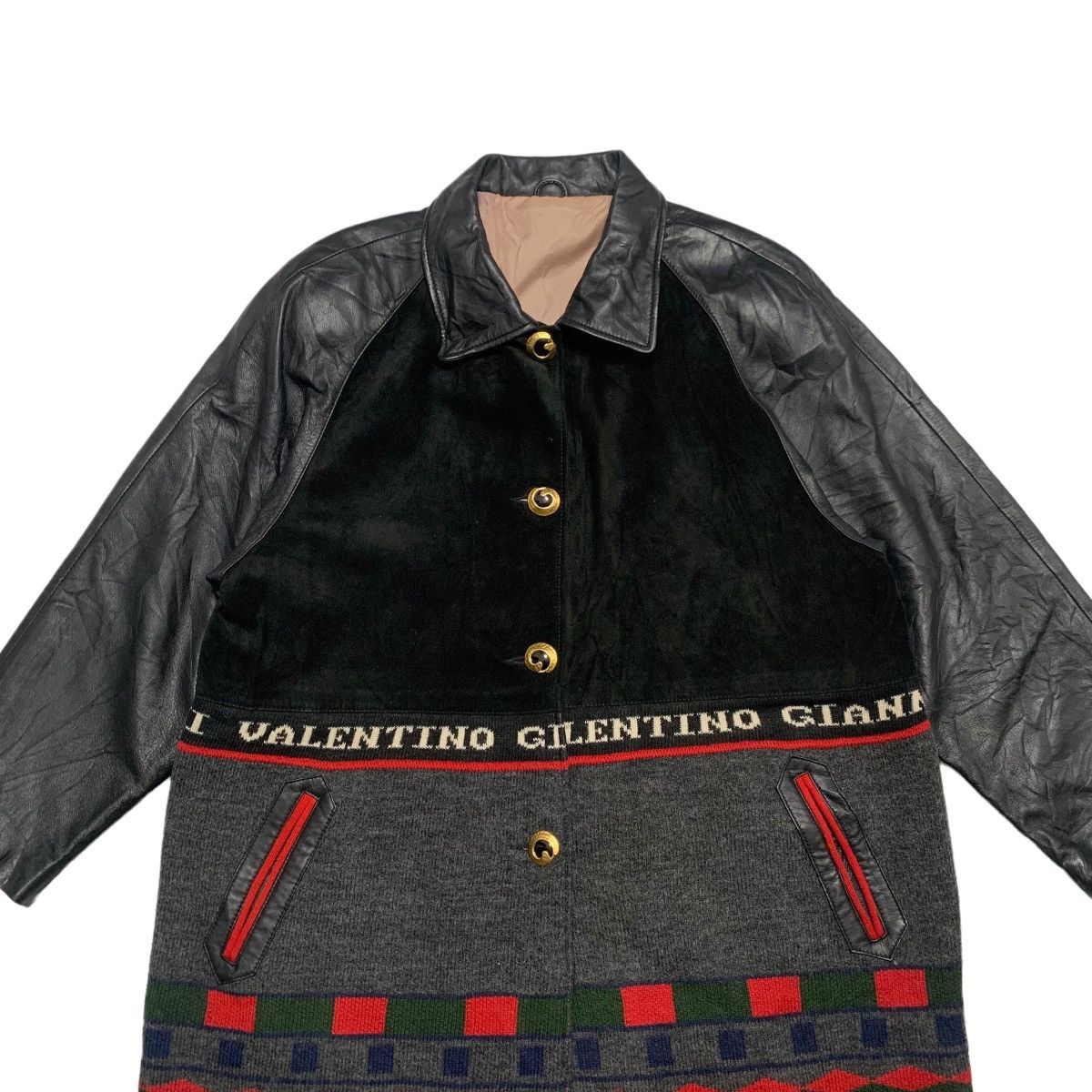 Japanese Brand Gianni Valentino Color Block Leather Jacket Size L / US 10 / IT 46 - 4 Thumbnail