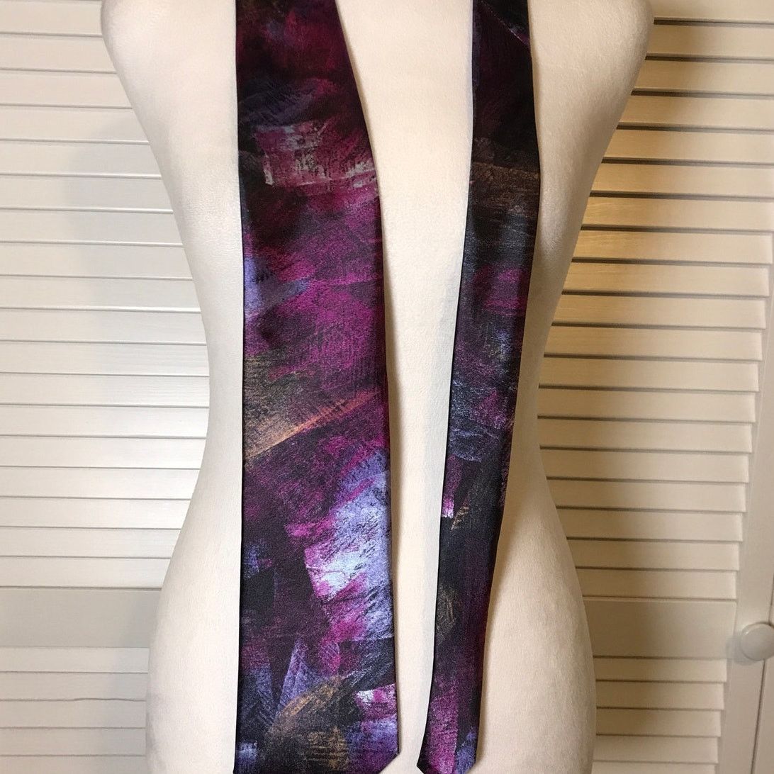 Other Ketch Classics Purple Abstract Short Wide Men Necktie Size ONE SIZE - 3 Thumbnail