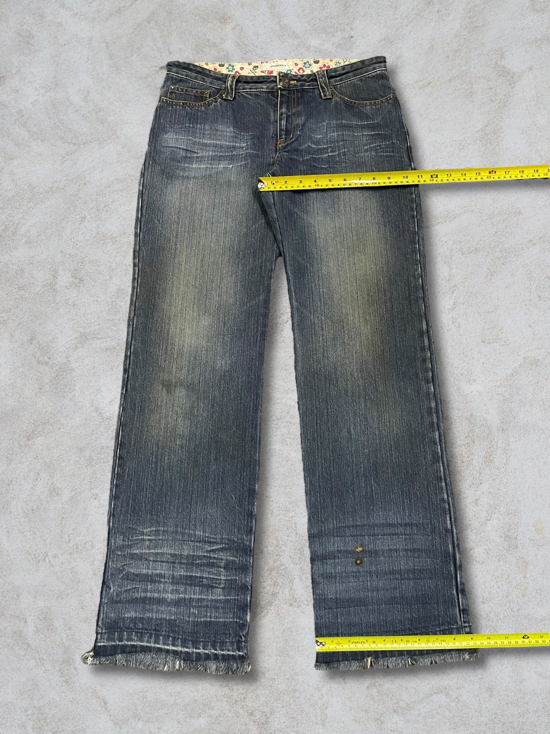 Japanese Brand Vintage Japanese Skull Gothic Loose Straight Frayed Jeans Size 31" - 16 Thumbnail
