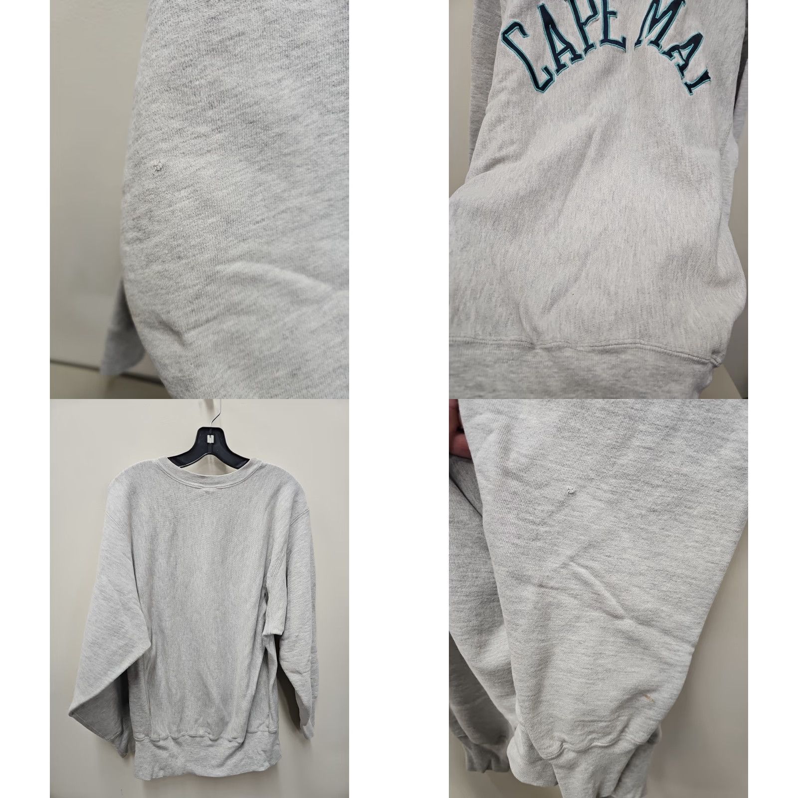 Champion VINTAGE Champion Sweatshirt Mens XL Gray Reverse Weave Cape May New Jersey Pullover Crew Neck Logo 90s Retro City Classic College Sports Size US XL / EU 56 / 4 - 8 Thumbnail