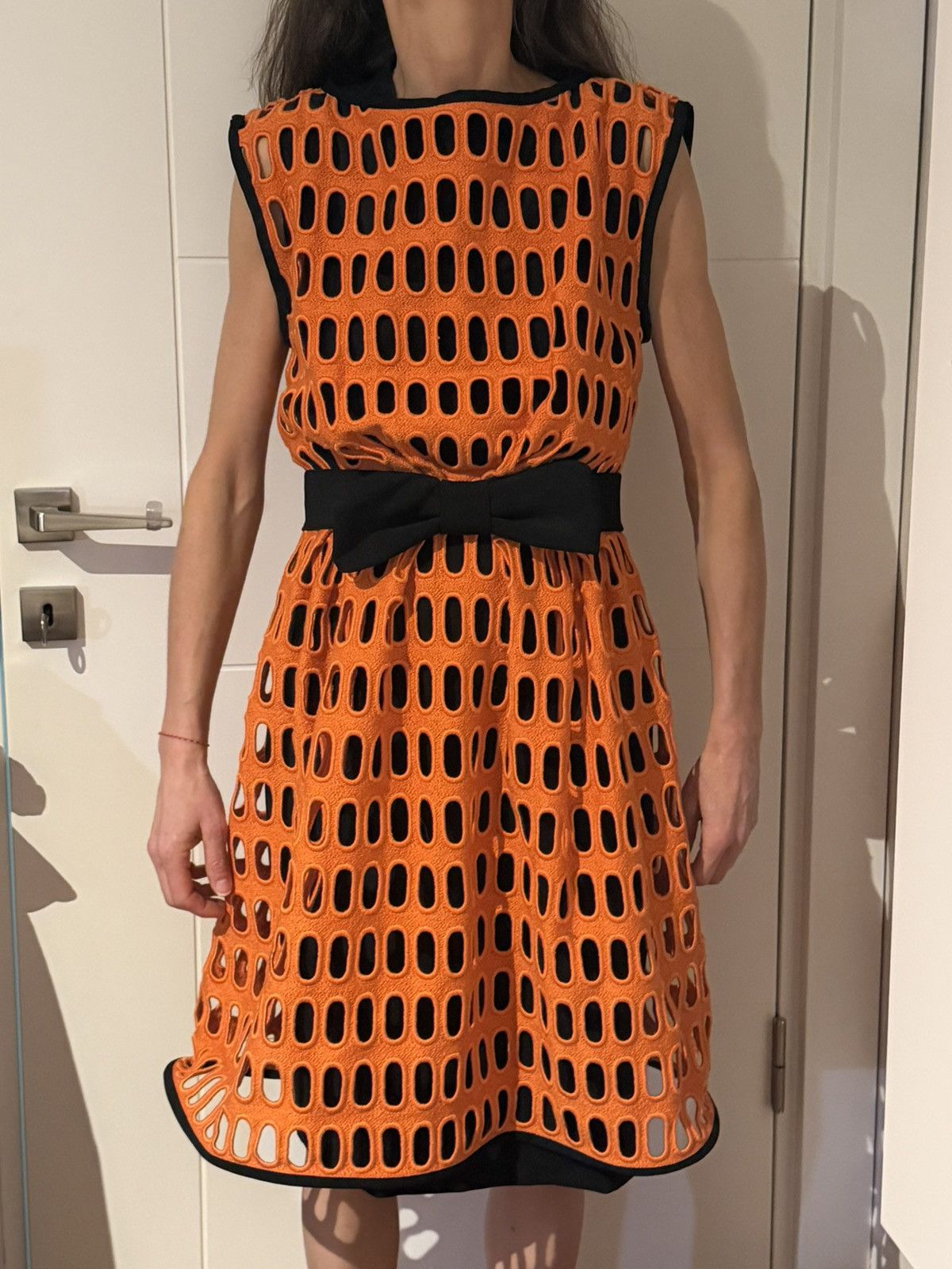 Moschino Couture Orange Black Dress Cutout- Bow Detail IT40