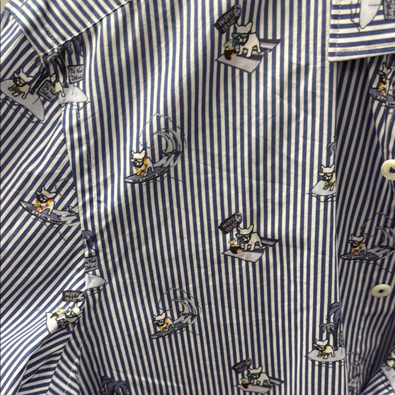 Other NWT Van Laack Striped Button-Up Shirt with dog Print Size M Size US M / EU 48-50 / 2 - 3 Thumbnail
