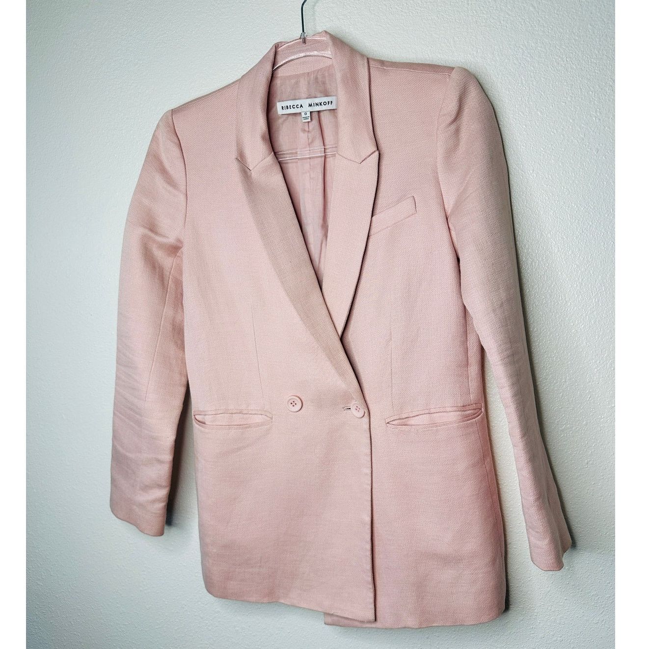 Rebecca Minkoff Rebecca Minkoff Pink Linen Blazer Size 0 Double Button Chic Size XS / US 0-2 / IT 36-38 - 3 Thumbnail