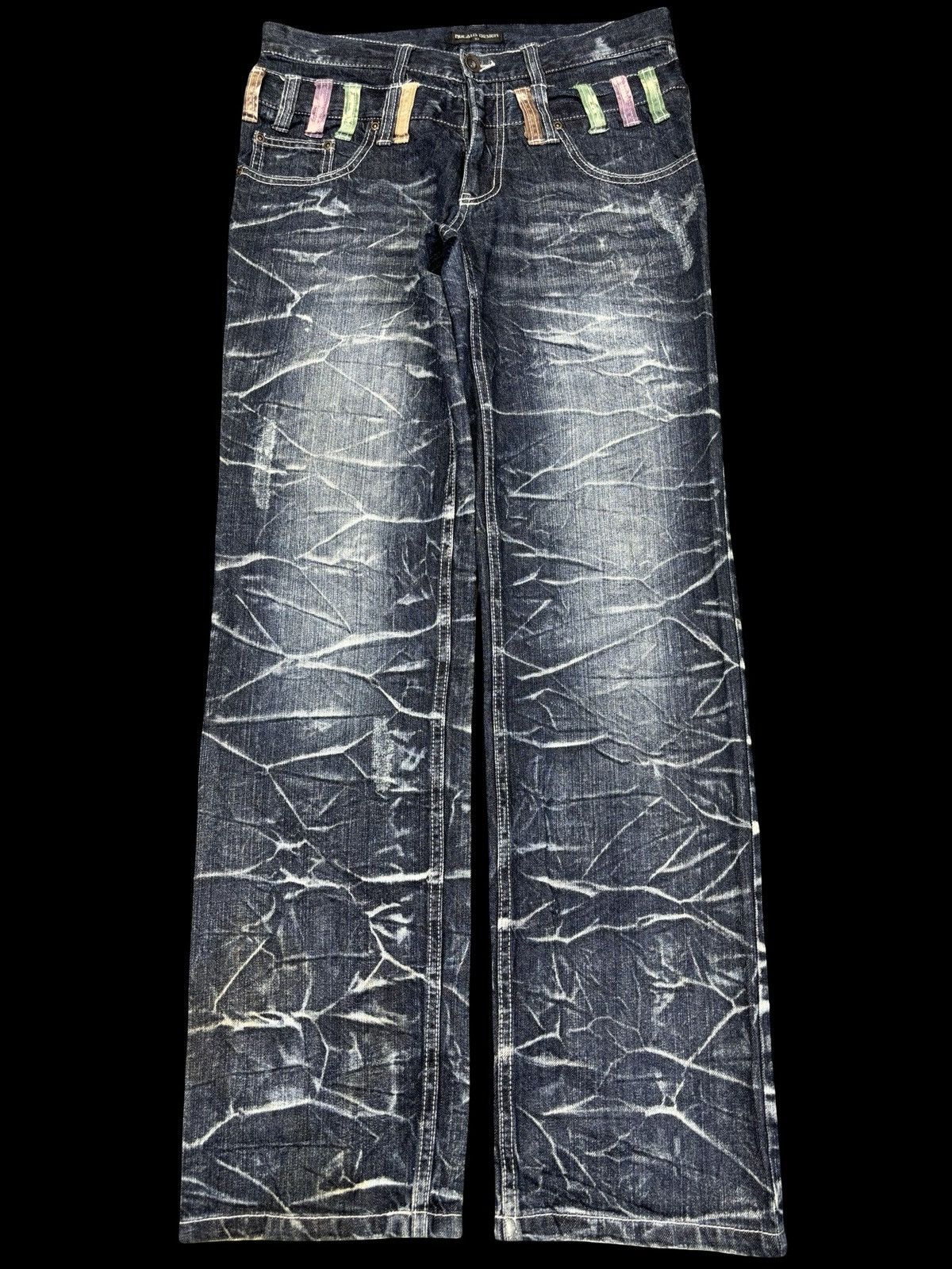 Japanese Brand 💥Double Waist💥Nylaus Crazy Crack FadesDouble Waist Denim K27 Size US 32 / EU 48 - 1 Thumbnail