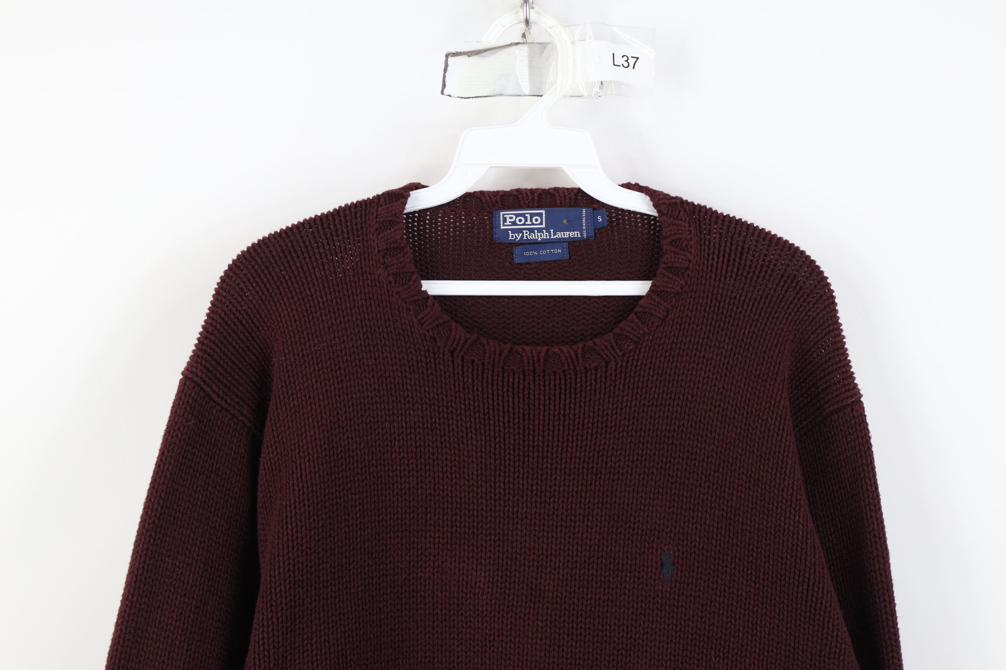 Ralph Lauren Vintage 80s 90s Ralph Lauren Ribbed Knit Sweater Maroon Size US S / EU 44-46 / 1 - 2 Thumbnail
