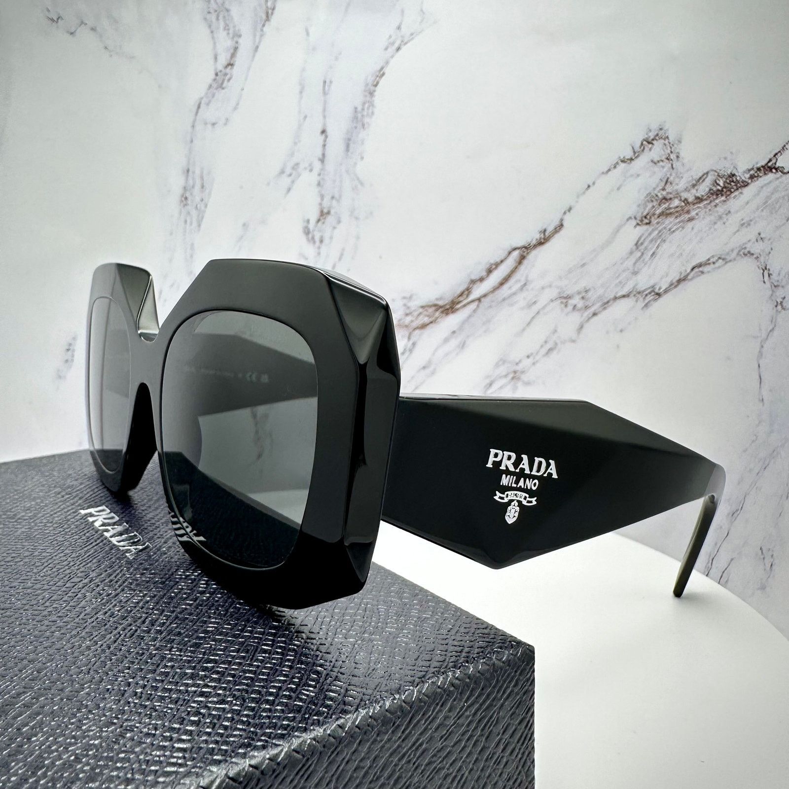 Prada New PRADA Sunglasses Black Silver Symbole Logo Oversized Size ONE SIZE - 17 Thumbnail