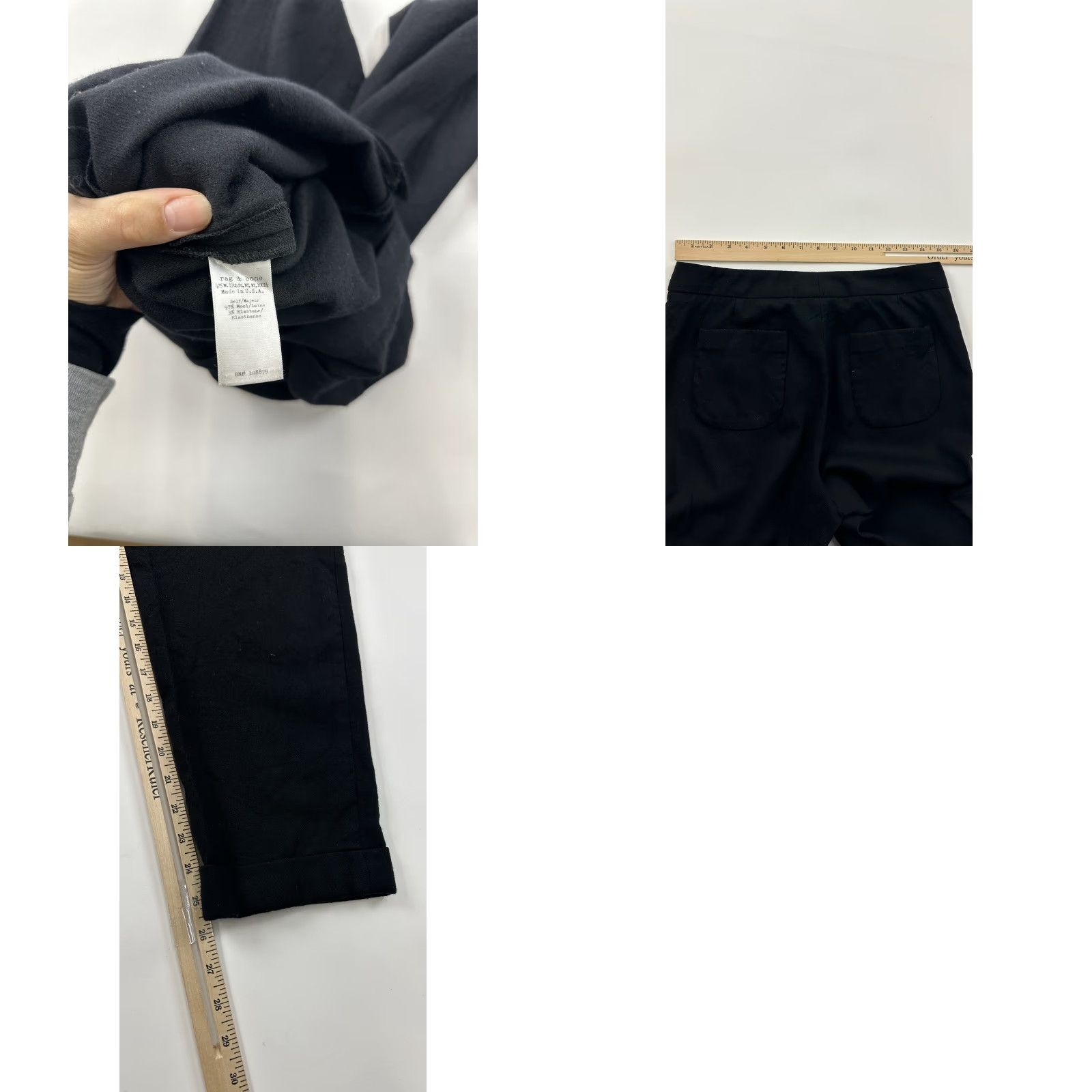 Rag & Bone VINTAGE Rag & Bone Jeans Women’s 6 Black High Rise Ankle Wool Slim Distressed 29 in Button Zip Size 28" / US 6 / IT 42 - 8 Thumbnail