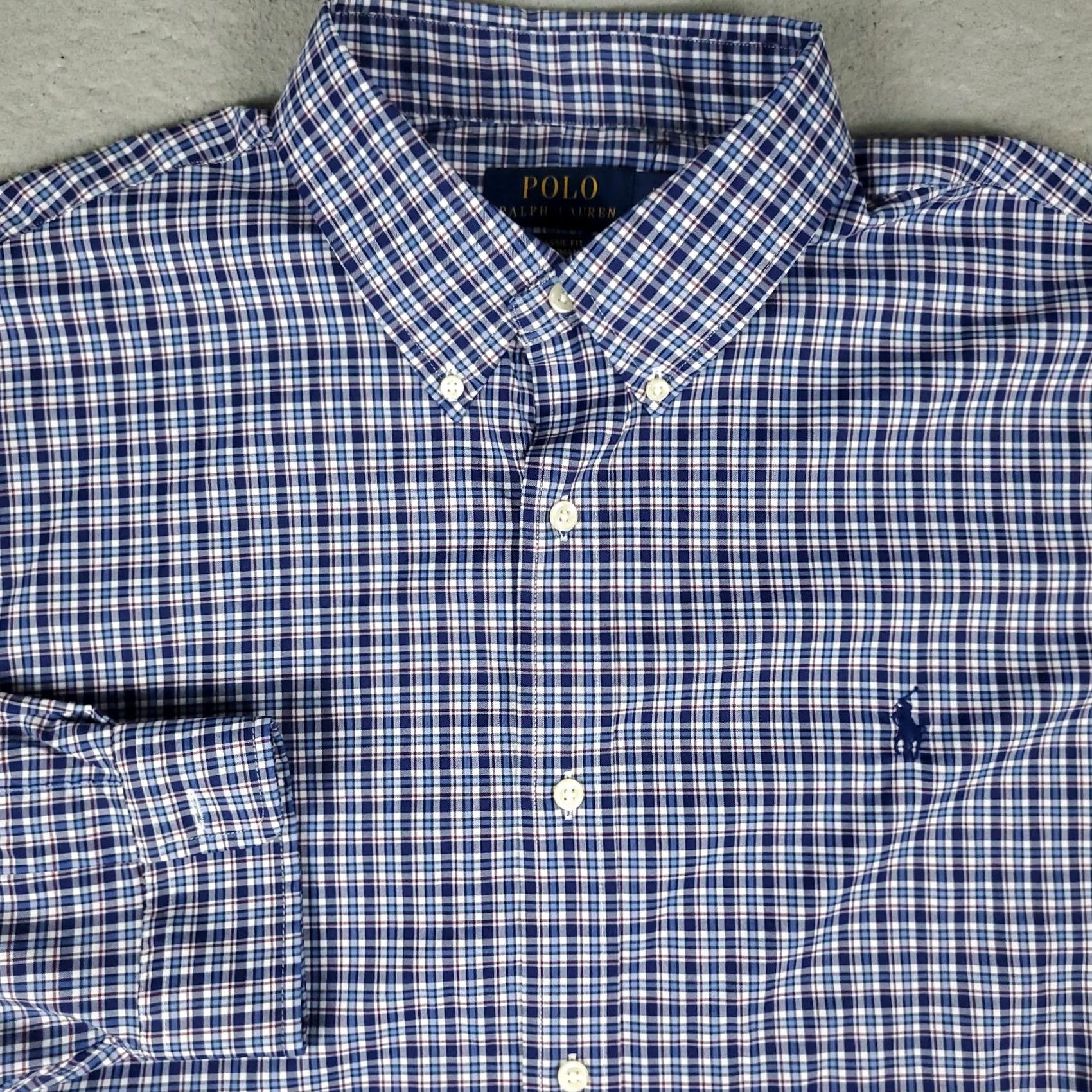 Ralph Lauren Ralph Lauren Shirt Mens XL Blue Plaid Nylon Button-Up Long Sleeve Polo Pony Logo Button-Down Casual Formal Workwear Vintage: No Size US XL / EU 56 / 4 - 2 Thumbnail
