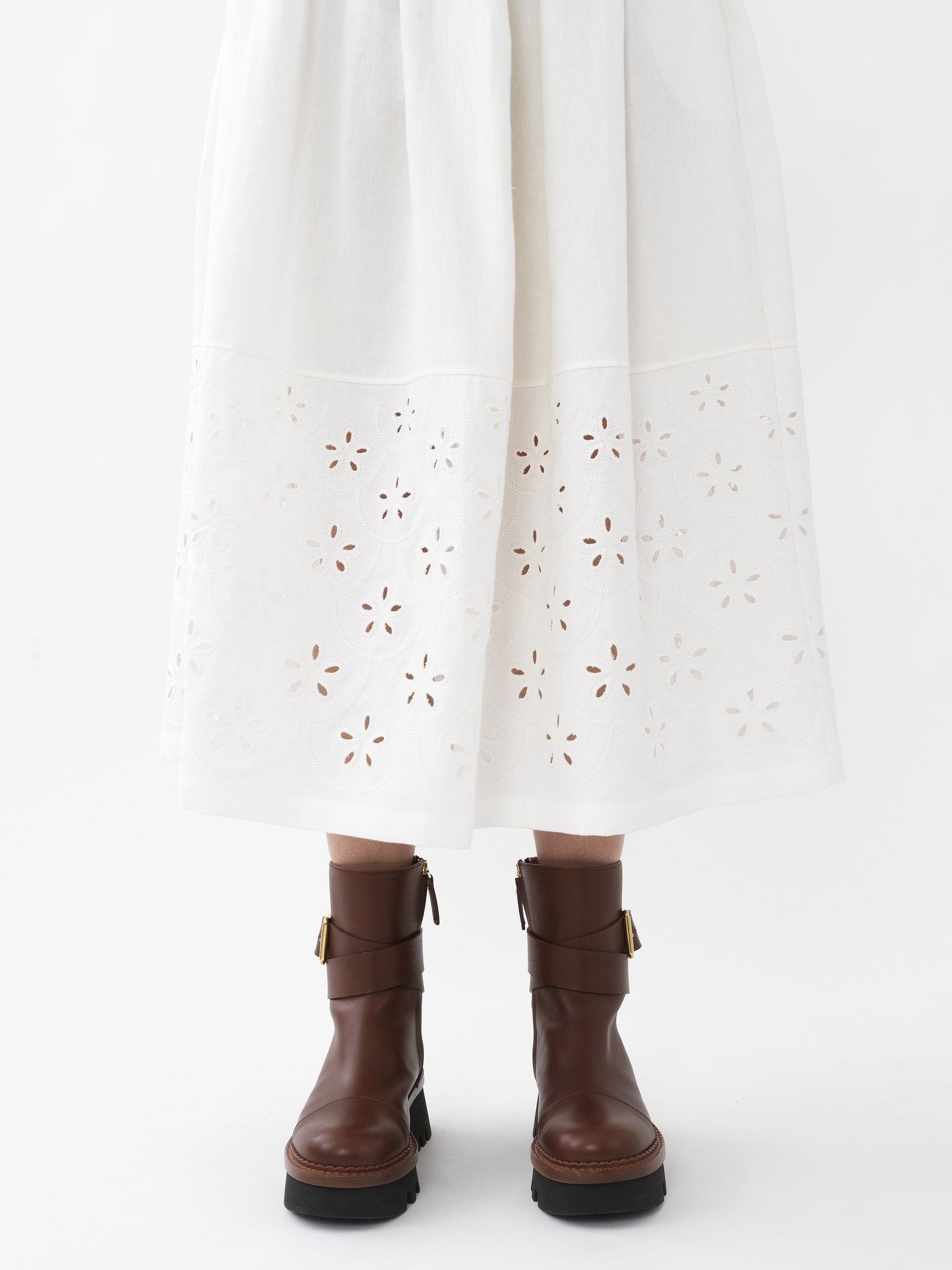 Chloe o1loc1c0625 Midi Skirt in Iconic Milk Size 27" / US 4 / IT 40 - 4 Thumbnail
