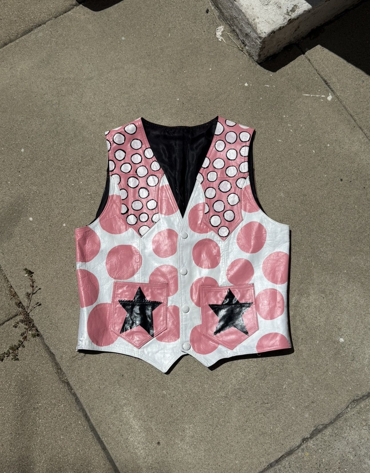 Vintage Painted Leather Vest Size XL / US 12-14 / IT 48-50 - 1 Thumbnail