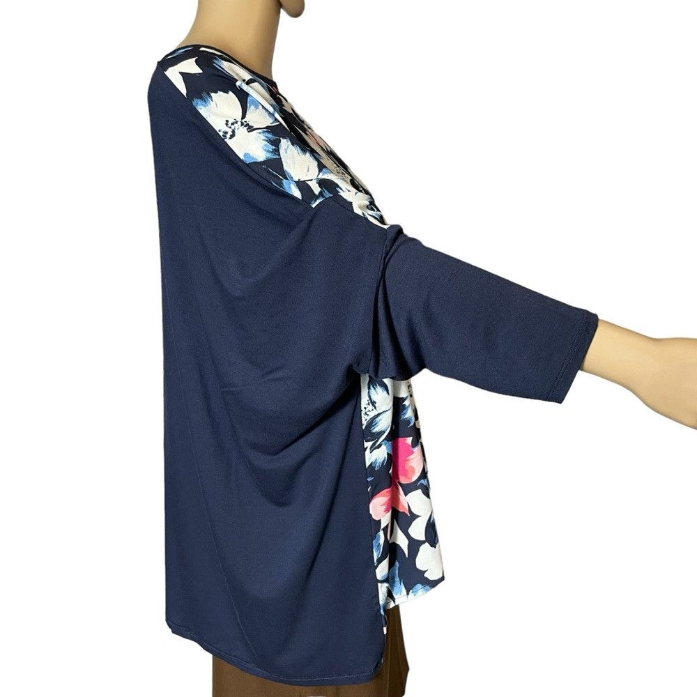 Other NWT New Rafaella Mix Media Floral 3/4 Sleeve Top Size XL Size XL / US 12-14 / IT 48-50 - 3 Thumbnail