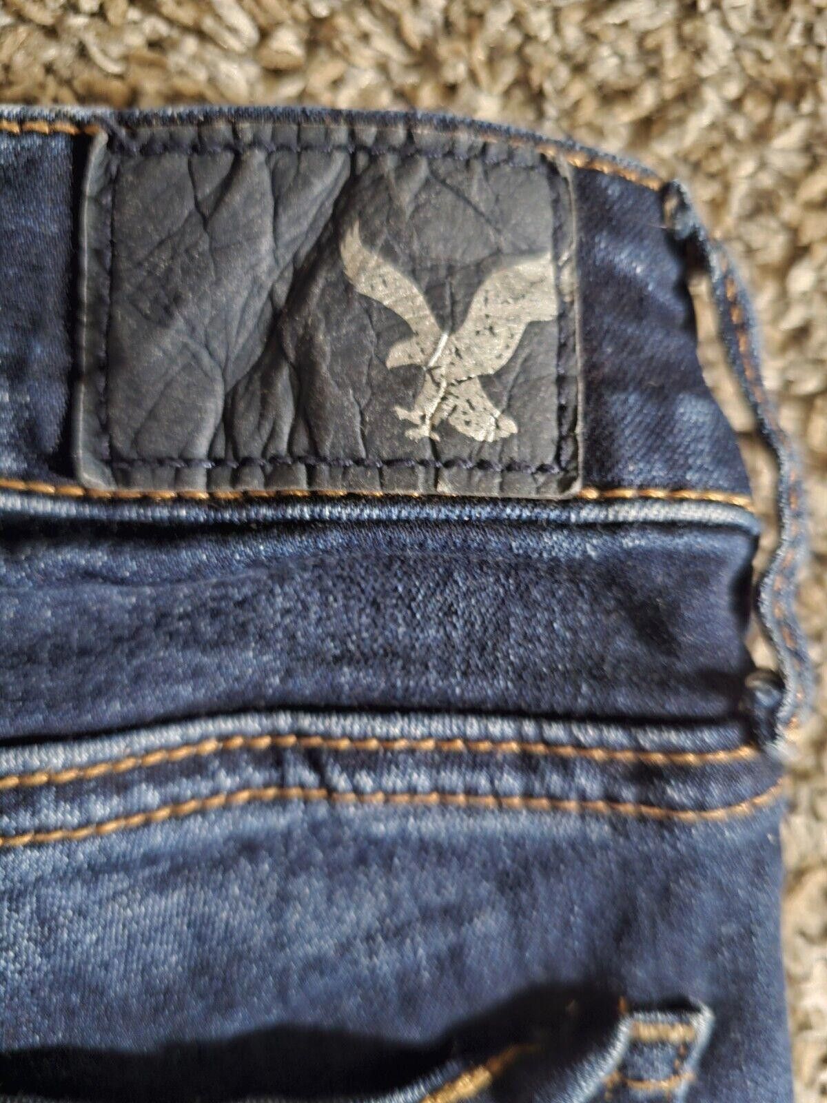 Designer American Eagle Stretch Women Sz 2 Super Low Jegging Distress Size 26" / US 2 / IT 38 - 10 Thumbnail