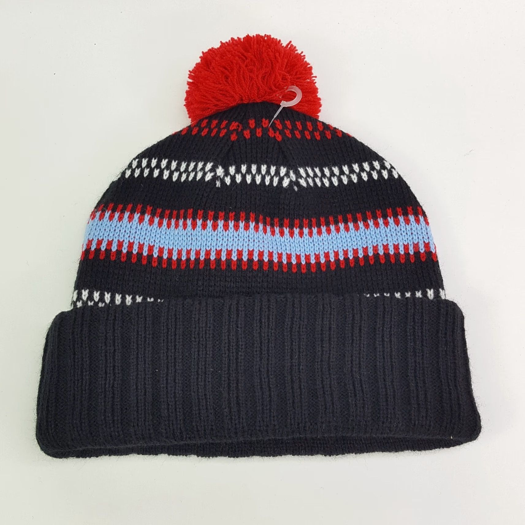 Logo 7 Vintage Greg Norman Golf Shark Logo Knit Beanie One Size OSFA Striped Toboggan Hat Cap Black Size ONE SIZE - 6 Thumbnail