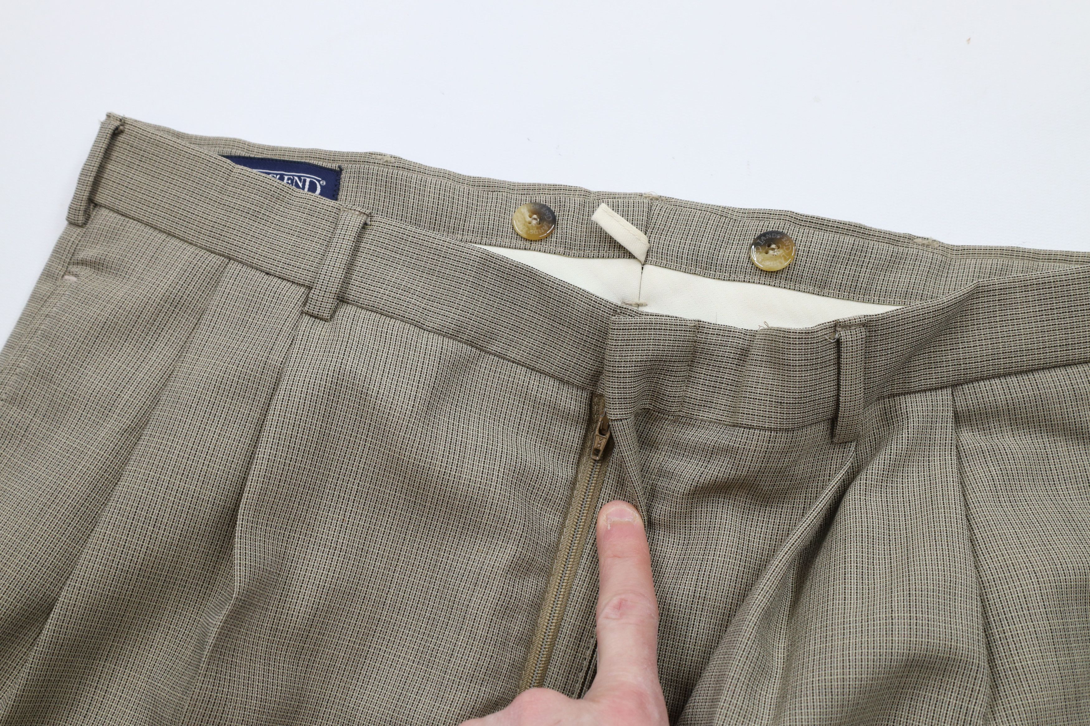 Lands' End × Vintage Vintage 90s Lands End Wool Pleated Cuffed Chino Pants USA Size US 34 / EU 50 - 6 Thumbnail