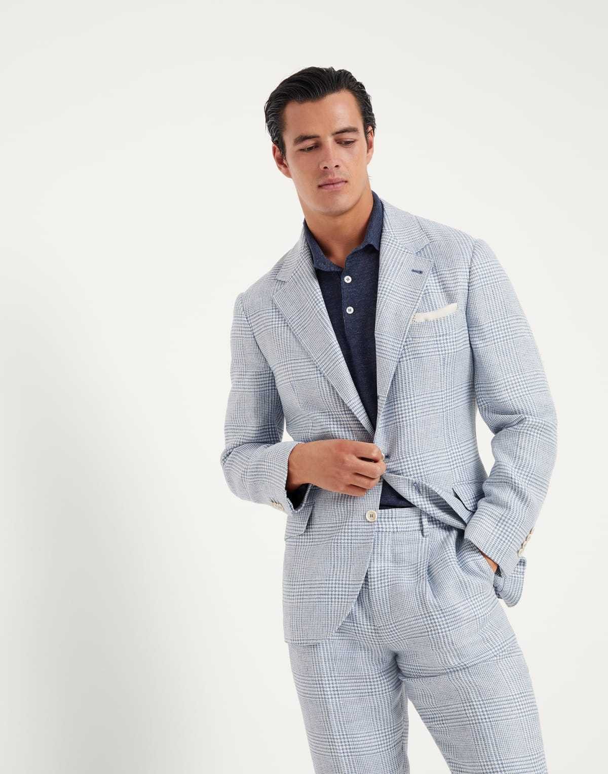 Brunello Cucinelli Jacket Linen in Light Blue Size US M / EU 48-50 / 2 - 1 Thumbnail