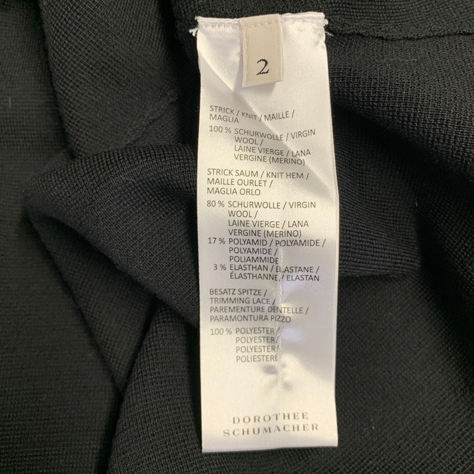 DOROTHEE SCHUMACHER DOROTHEE SCHUMACHER 2 Black Virgin Wool Lace Panel Cardigan Size XS / US 0-2 / IT 36-38 - 7 Thumbnail