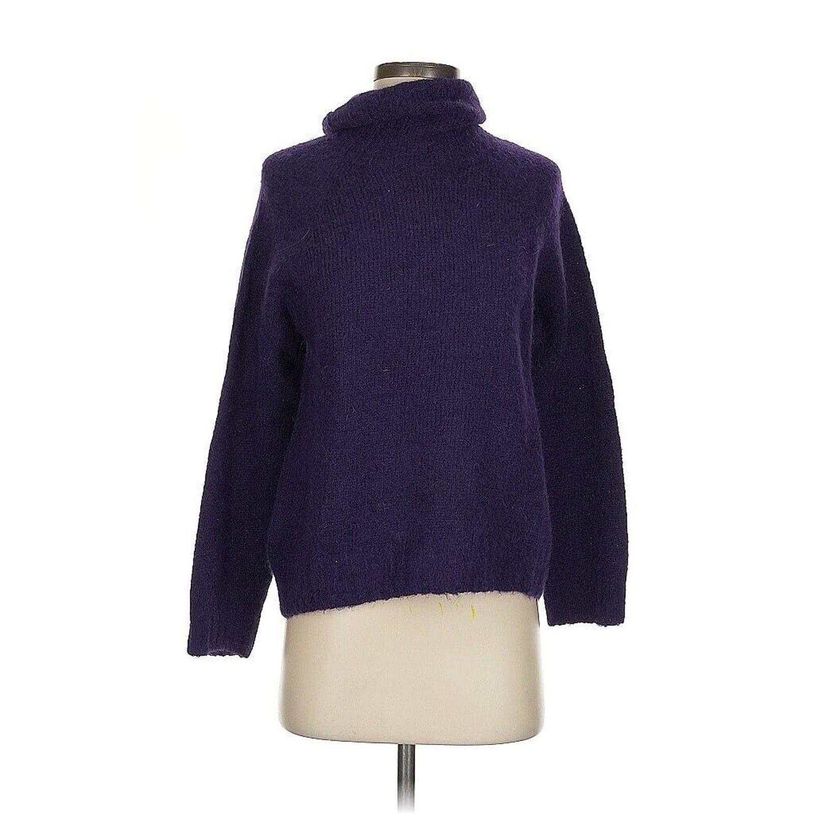Designer Plain Goods Alpaca Wool Blend Purple Turtleneck Sweater S Size S / US 4 / IT 40 - 1 Thumbnail