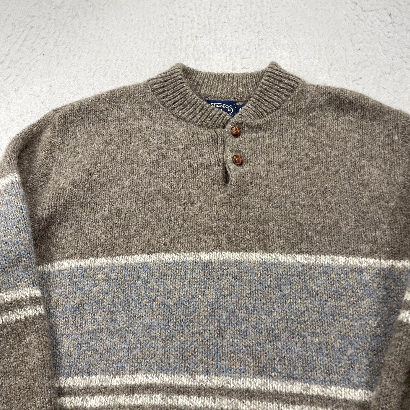 Vintage VINTAGE Boathouse Row Mens L Sweater Brown Striped Wool Knit Pullover 90s Logo Knit Hoodie? Size US L / EU 52-54 / 3 - 2 Thumbnail