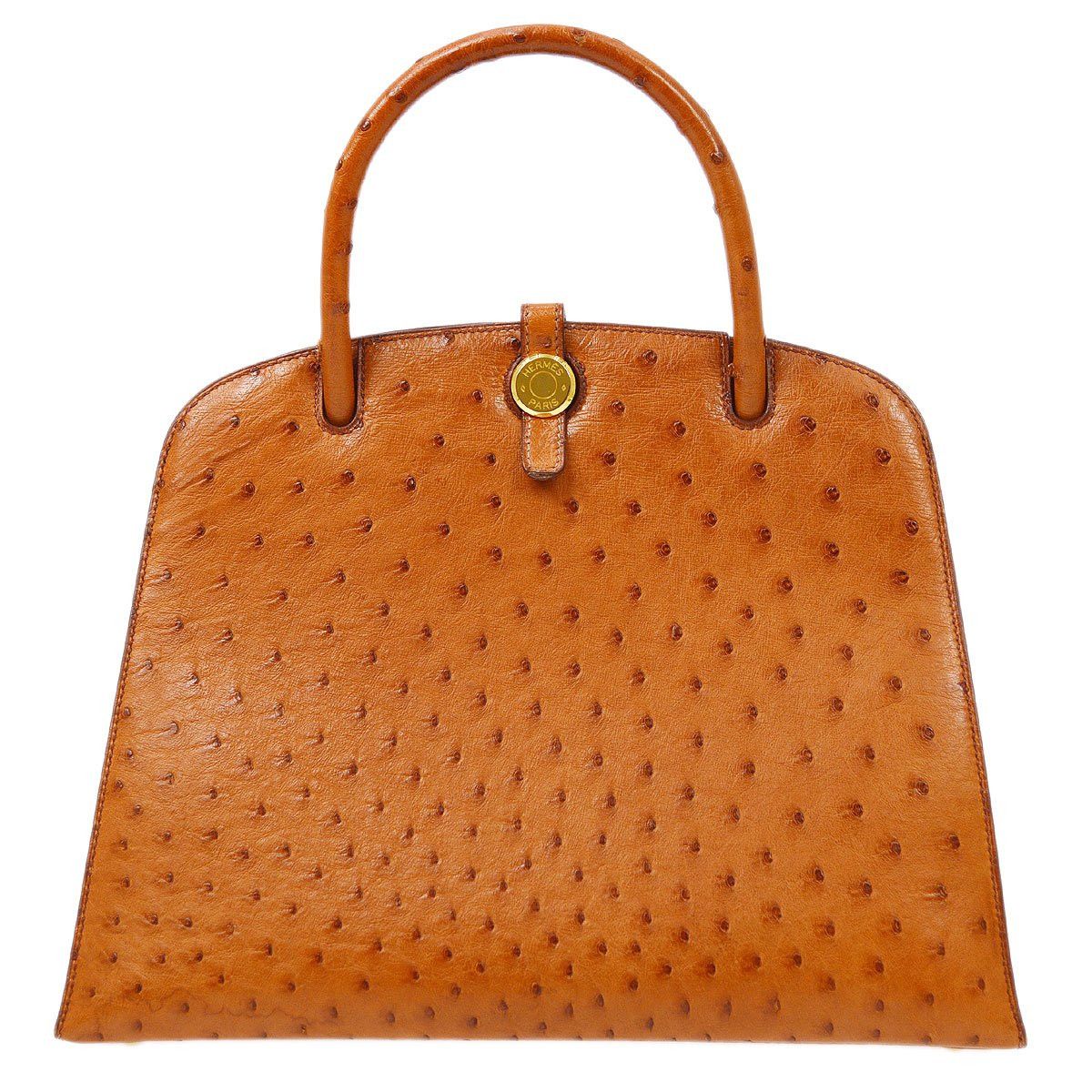 image of Hermes 1998 Dalvy 30 Gold Ostrich 71376 in Black, Women's