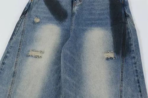 VIBE Street fashion punk patchwork ripped wide-leg jeans y2k Size US 32 / EU 48 - 5 Thumbnail