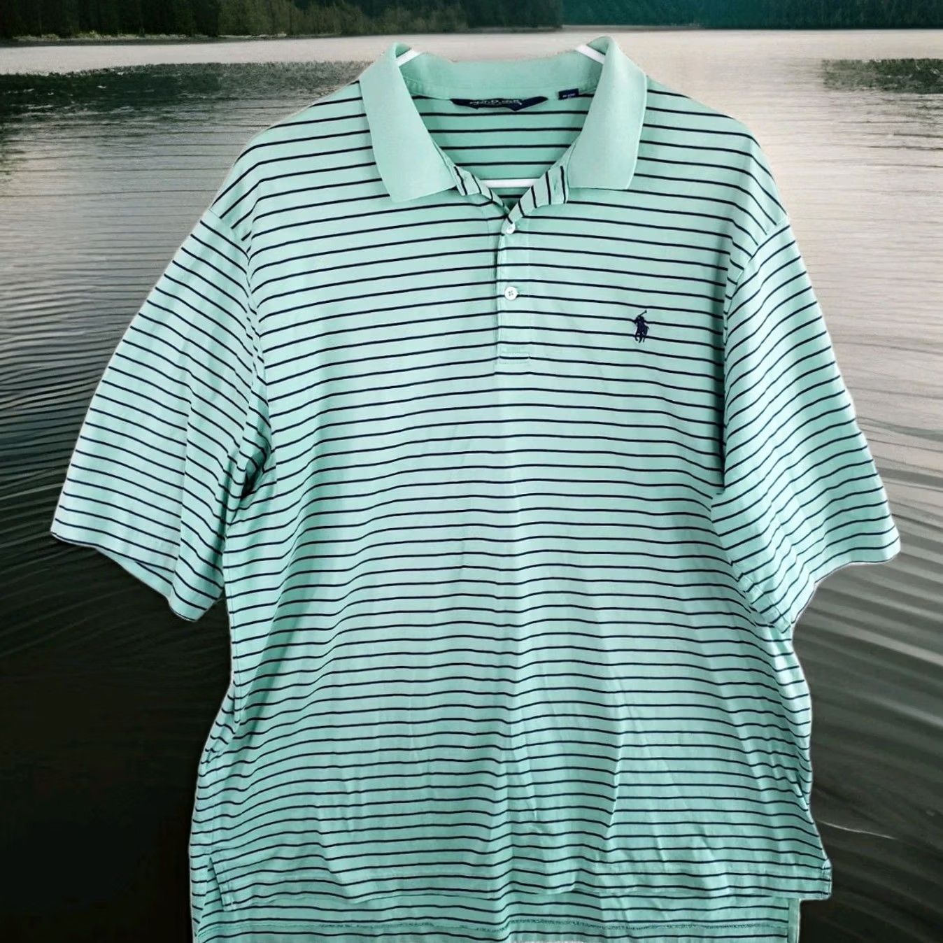 Polo Ralph Lauren Polo Ralph Lauren Green Striped XL Short Sleeve Cotton Golf Shirt St. Jude Men Size US XL / EU 56 / 4 - 2 Thumbnail